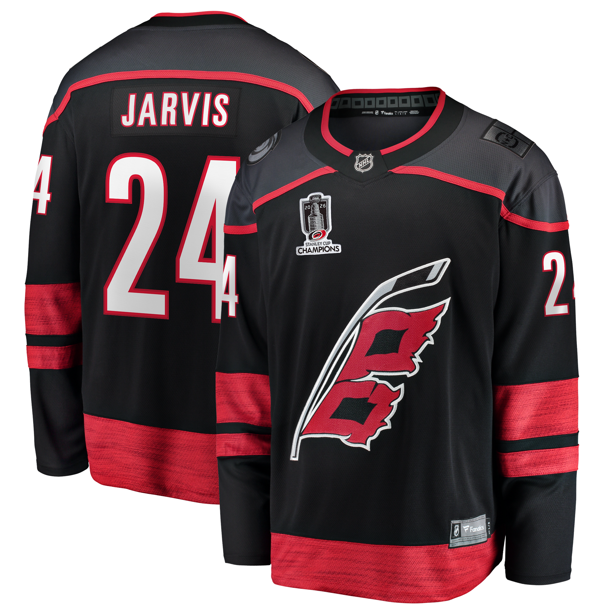 Men's Fanatics Seth Jarvis Black Carolina Hurricanes 2026 Stanley Cup Champions Home Breakaway Jersey