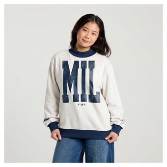 Women's Fanatics Cream Milwaukee Brewers City Abbreviation Funnel Neck Fleece Sweatshirt