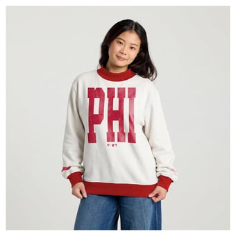 Women's Fanatics Cream Philadelphia Phillies City Abbreviation Funnel Neck Fleece Sweatshirt