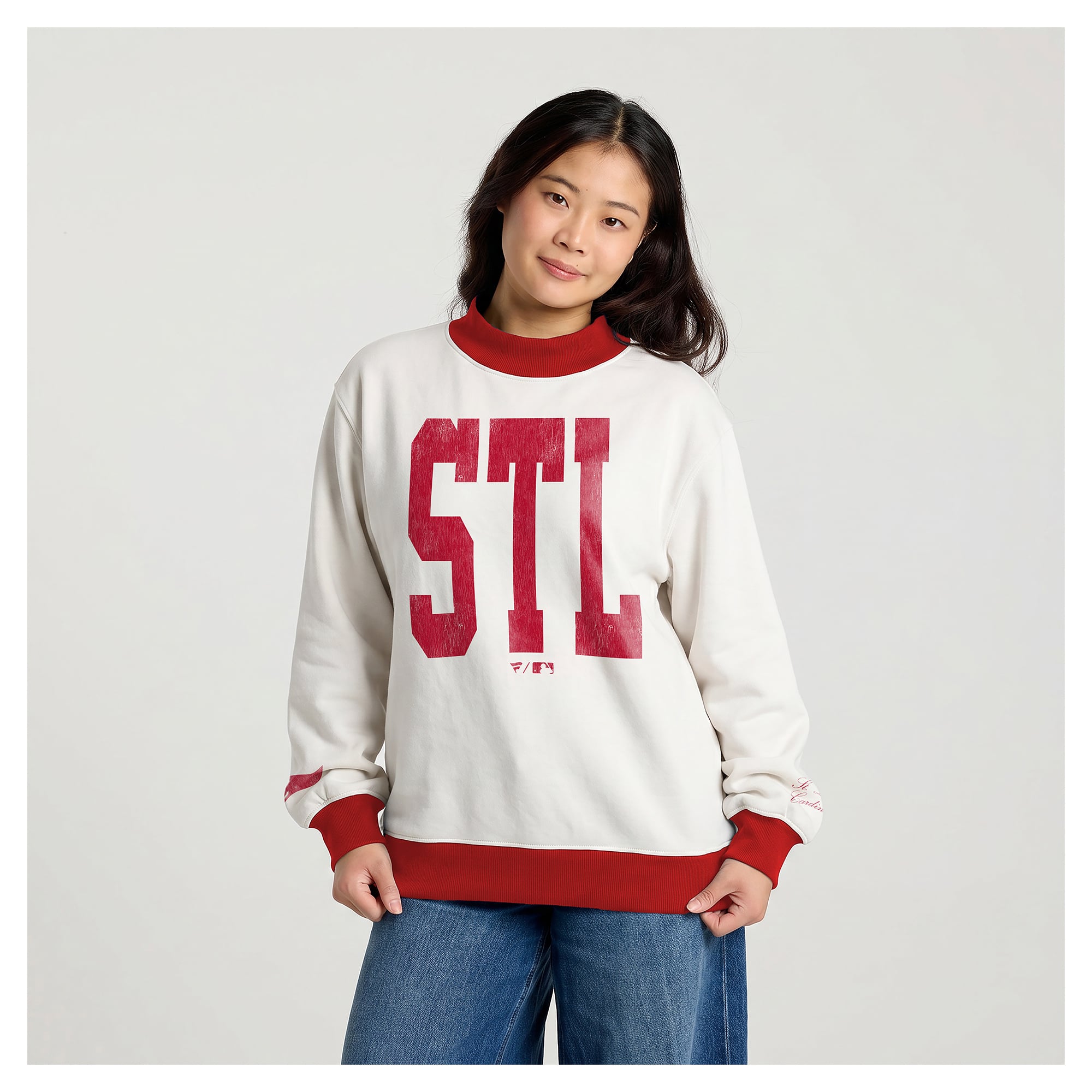 Women's Fanatics Cream St. Louis Cardinals City Abbreviation Funnel Neck Fleece Sweatshirt