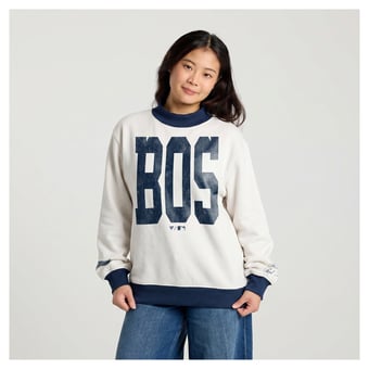 Women's Fanatics Cream Boston Red Sox City Abbreviation Funnel Neck Fleece Sweatshirt