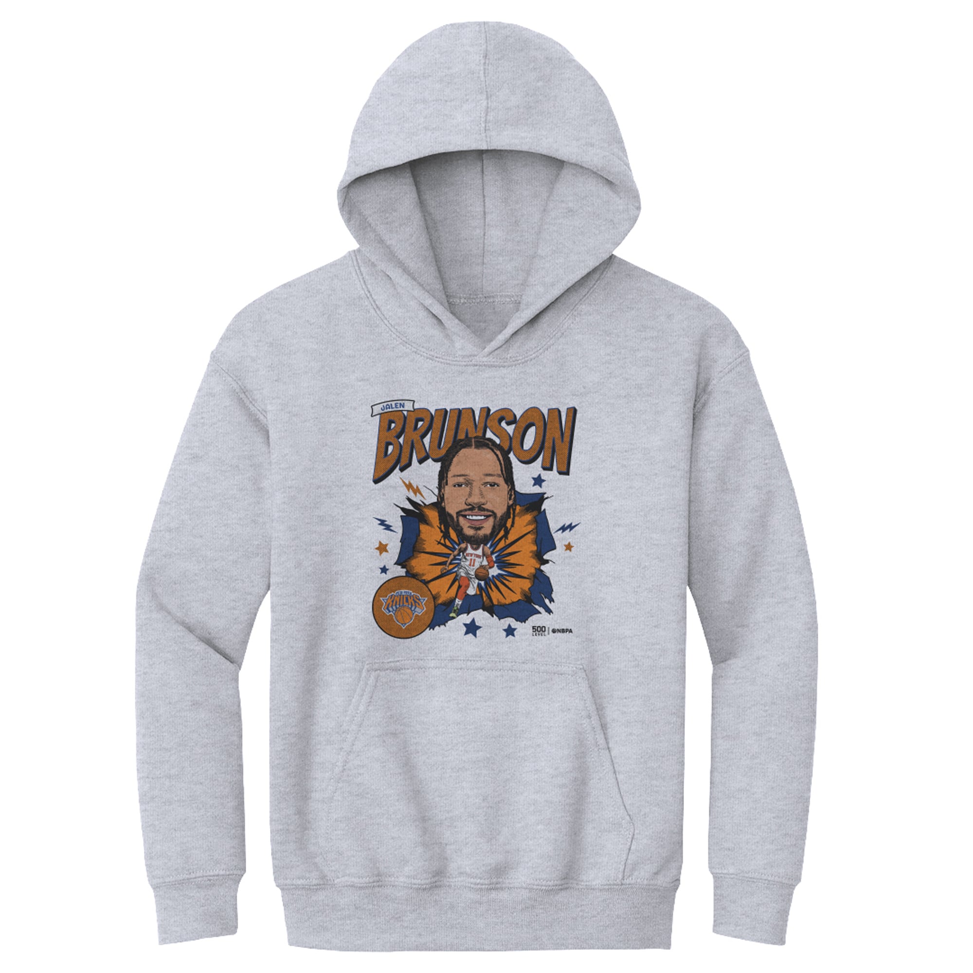 Youth 500 Level Jalen Brunson Gray New York Knicks Retro Caricature Hoodie
