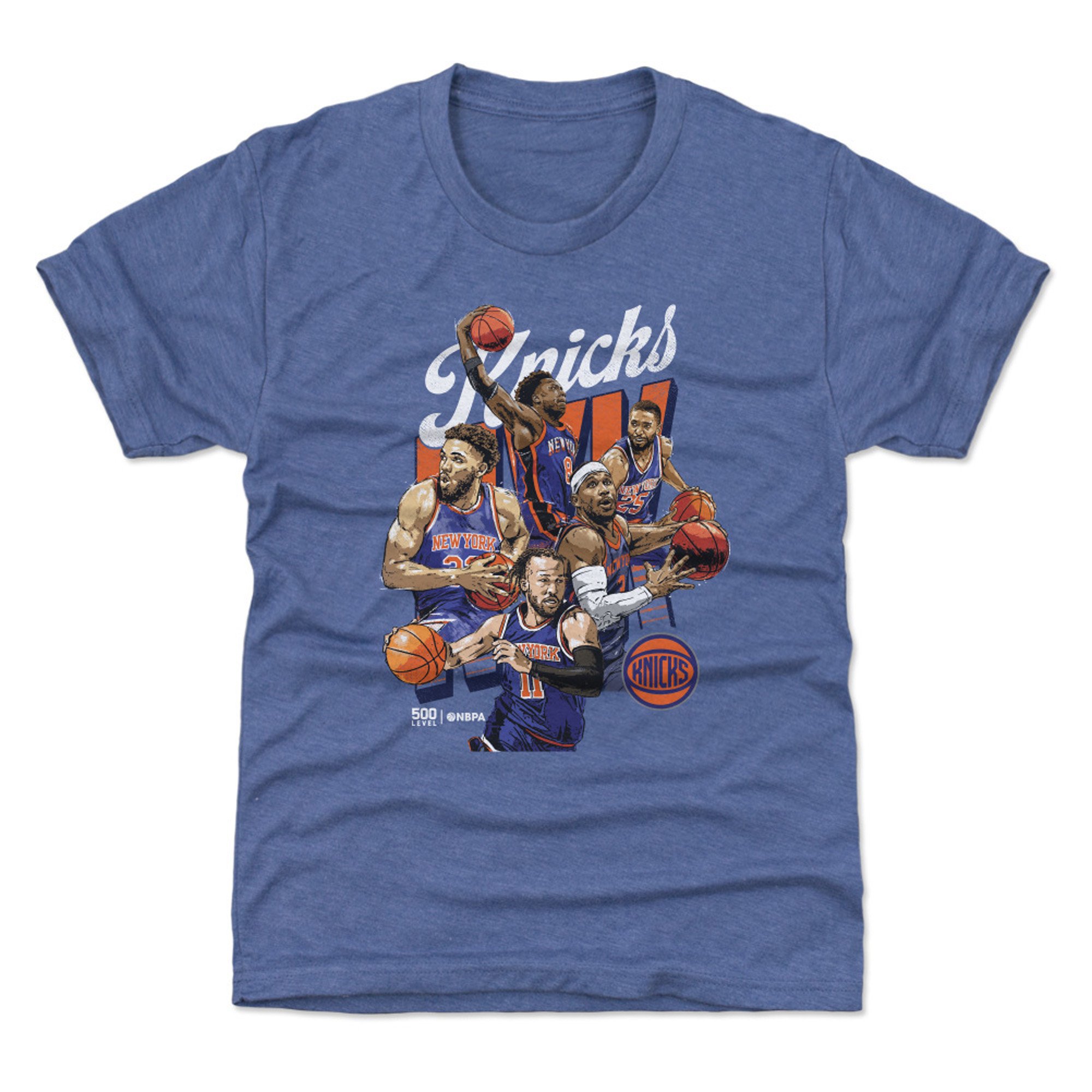 Youth 500 Level Heather Blue New York Knicks Starting 5 T-Shirt