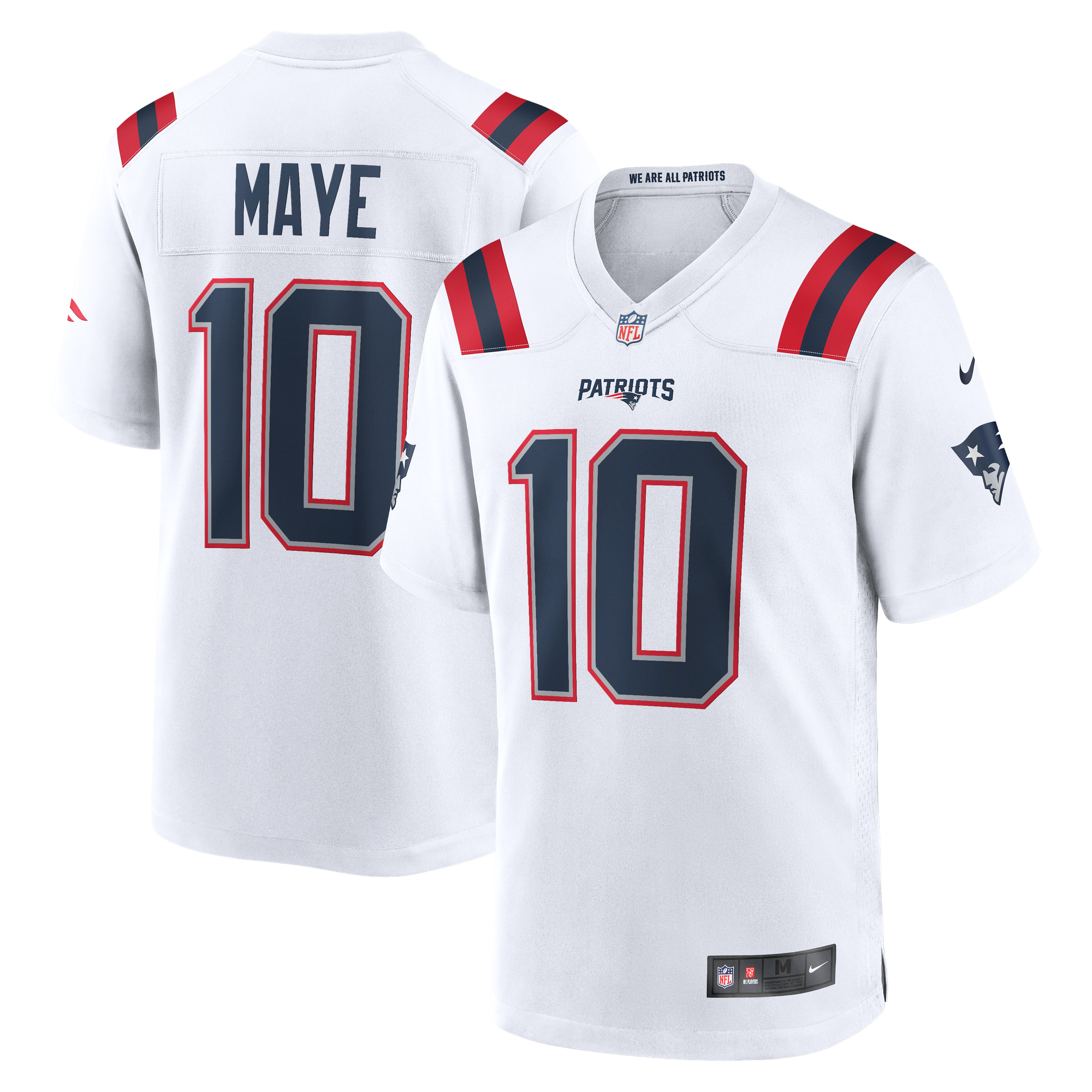 Camiseta Nike Game de la 2ª equipación del New England Patriots - Blanco - Drake Maye - Hombre