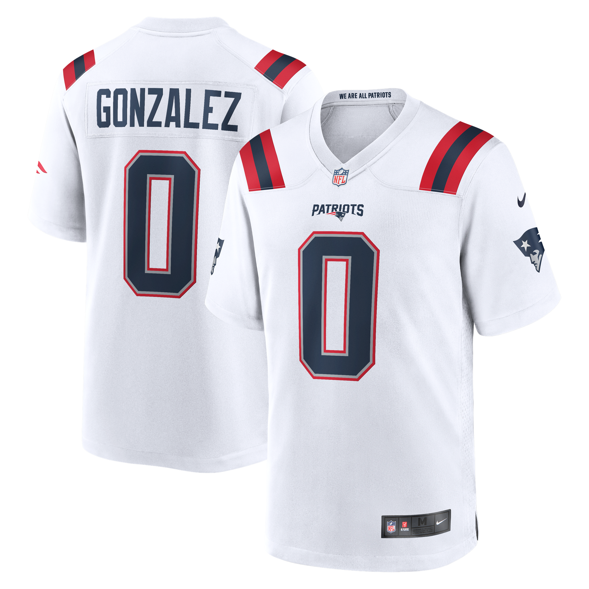 Camiseta Nike Game de la 2ª equipación del New England Patriots - Blanco - Christian Gonzalez - Hombre