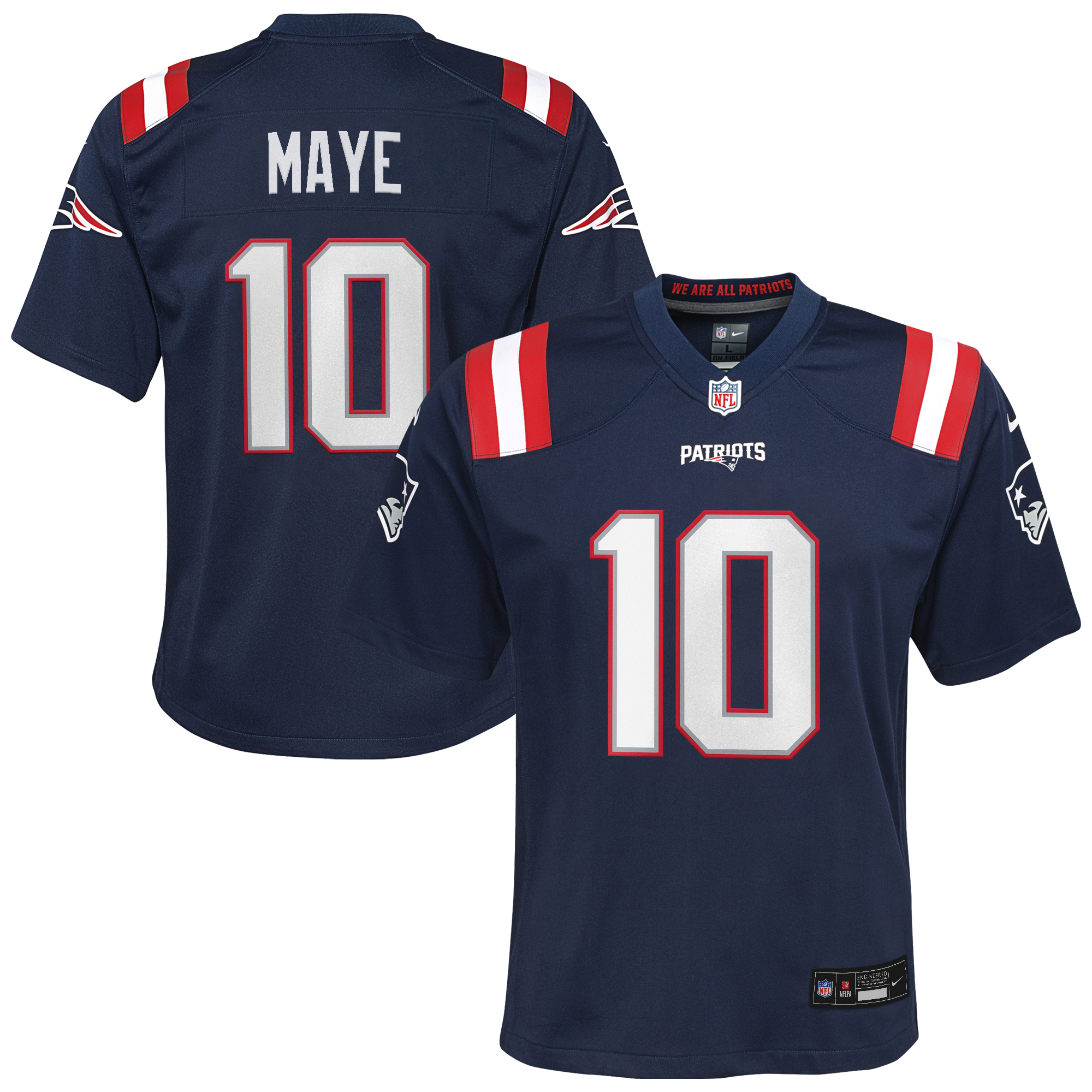 New England Patriots Nike Game Home Jersey - Navy - Drake Maye - Youth
