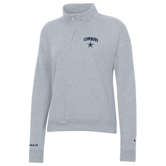 Women's Champion  Heather Gray Dallas Cowboys Powerblend Quarter-Zip Sweatshirt