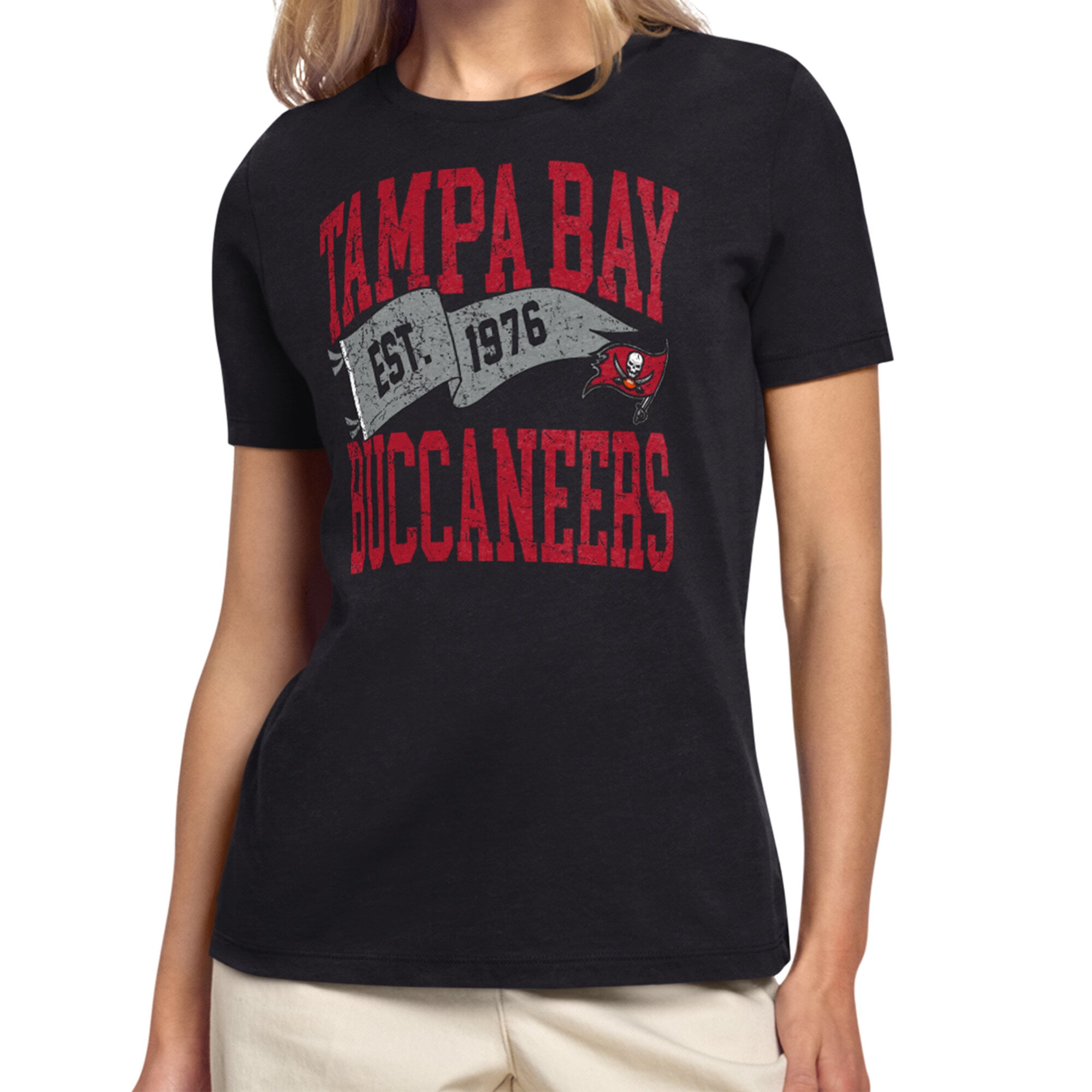 Women's Starter Black Tampa Bay Buccaneers Pennant T-Shirt