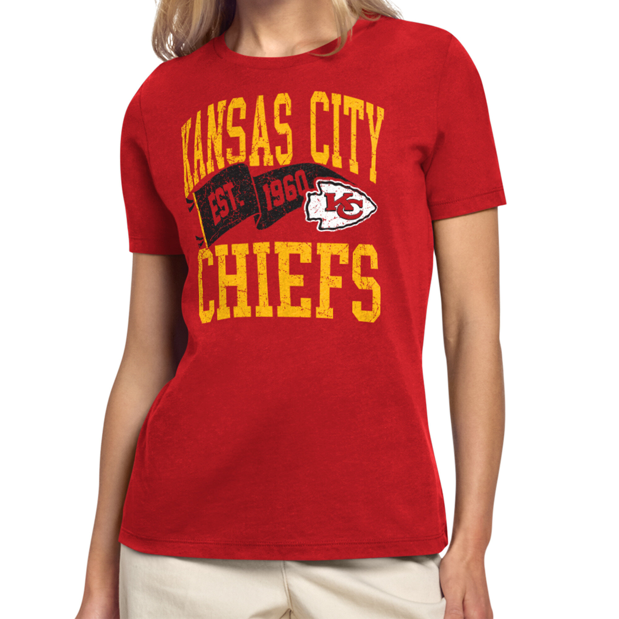 Women's Starter Red Kansas City Chiefs Pennant T-Shirt