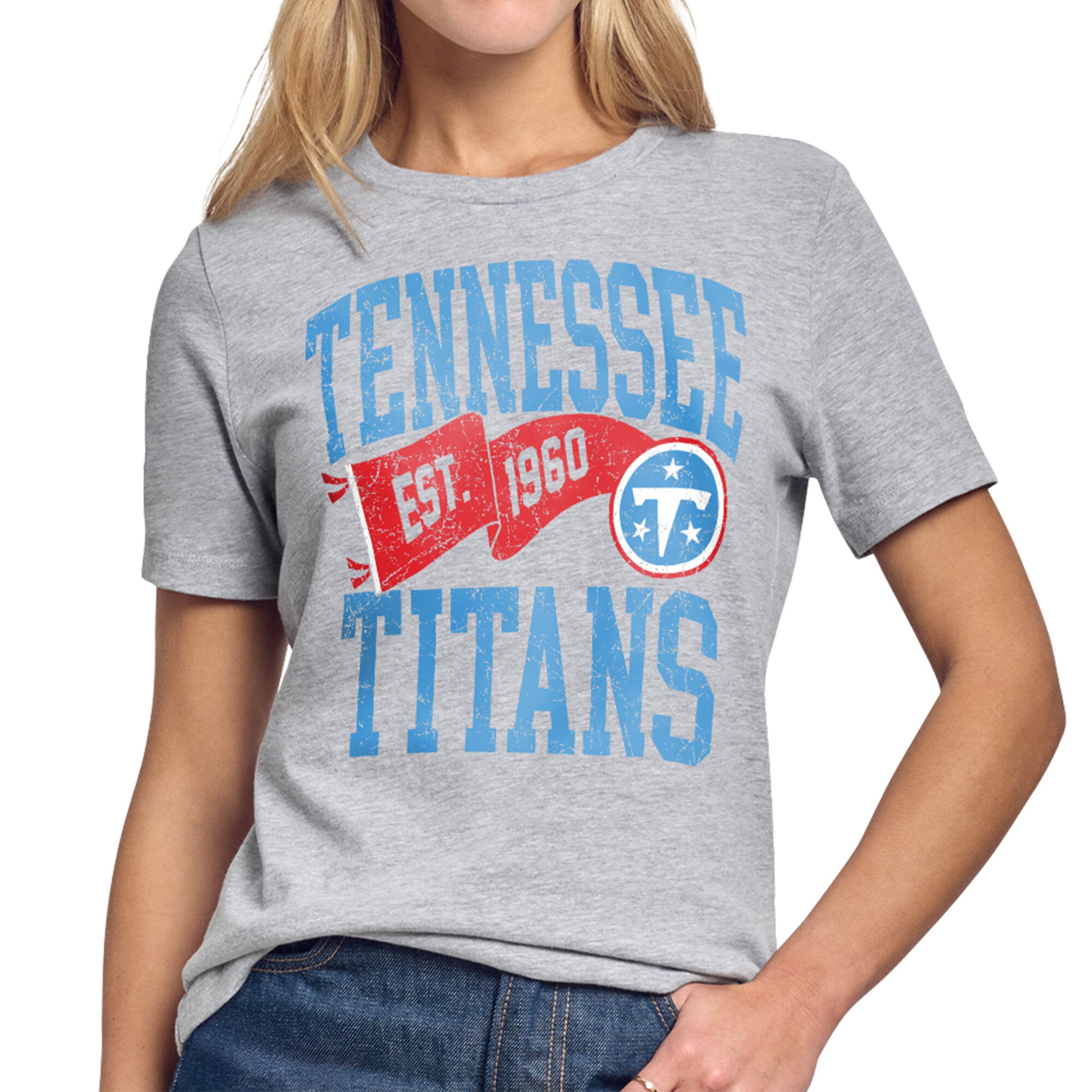 Women's Starter Gray Tennessee Titans Pennant T-Shirt
