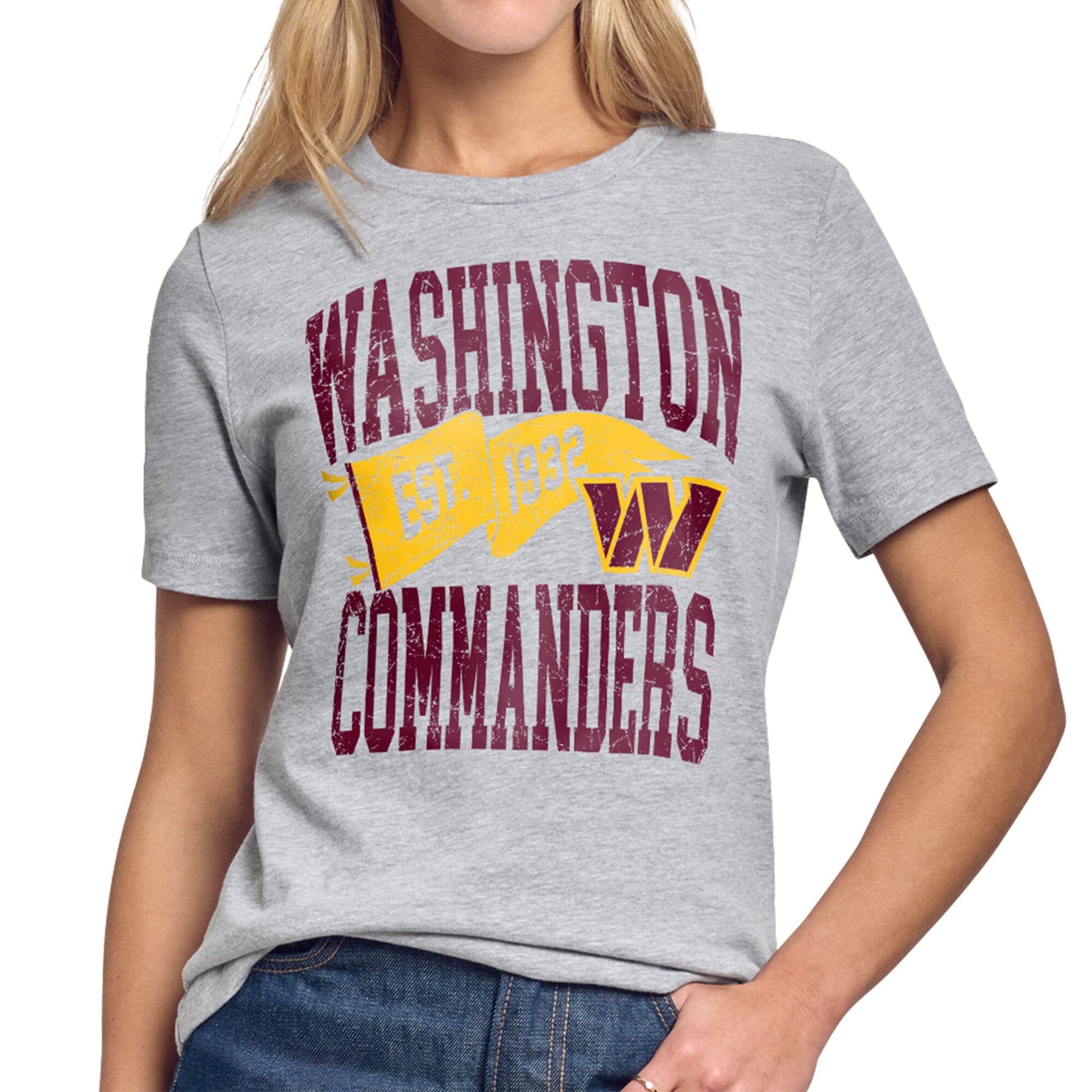 Women's Starter Gray Washington Commanders Pennant T-Shirt