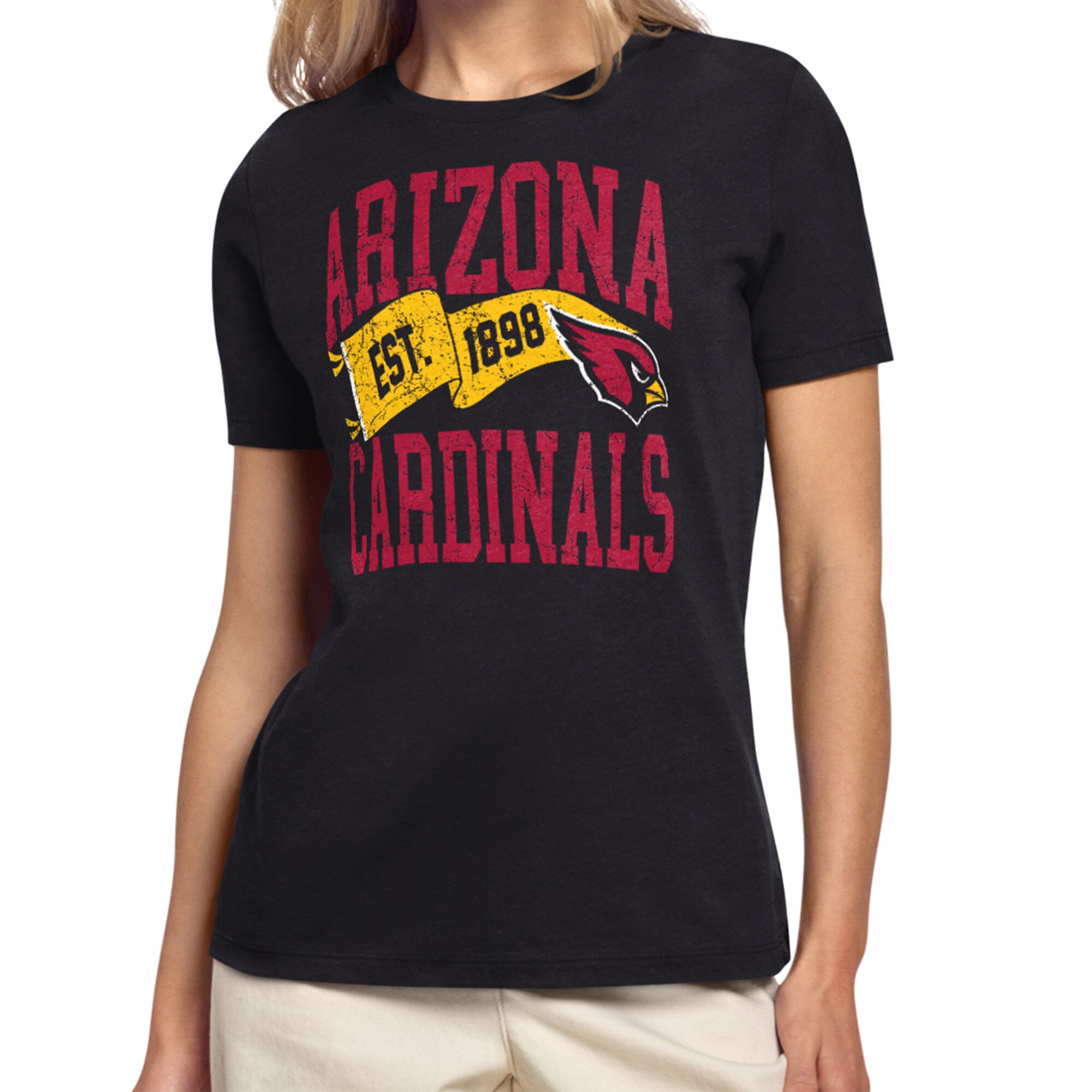 Women's Starter Black Arizona Cardinals Pennant T-Shirt