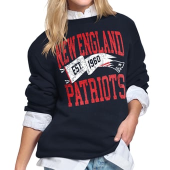 Women's Starter Navy New England Patriots Pennant Fleece Sweatshirt