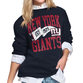 Women's Starter Navy New York Giants Pennant Fleece Sweatshirt