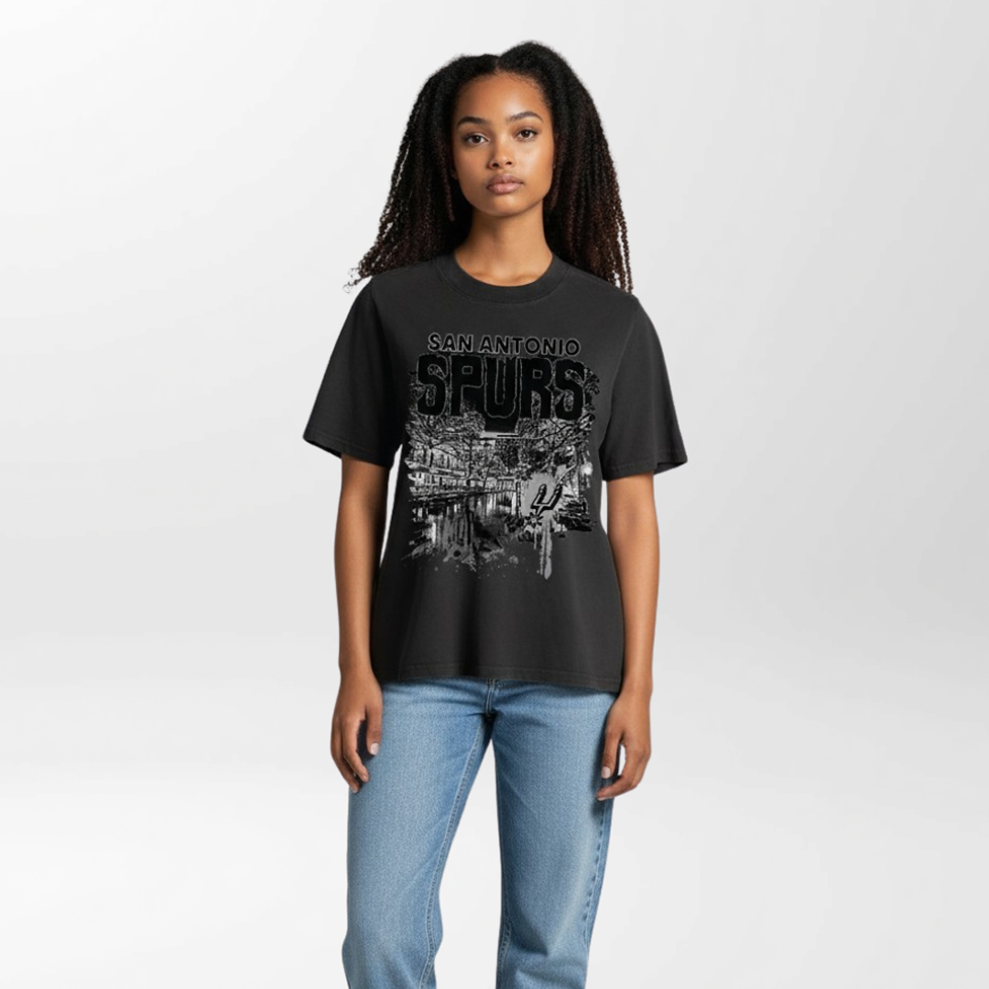 Unisex The Wild Collective Black San Antonio Spurs City Streetwear T-Shirt