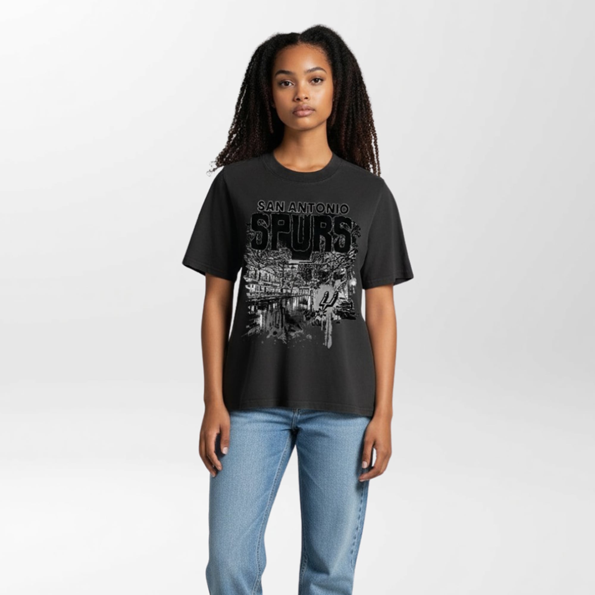Unisex The Wild Collective  Black San Antonio Spurs City Streetwear T-Shirt
