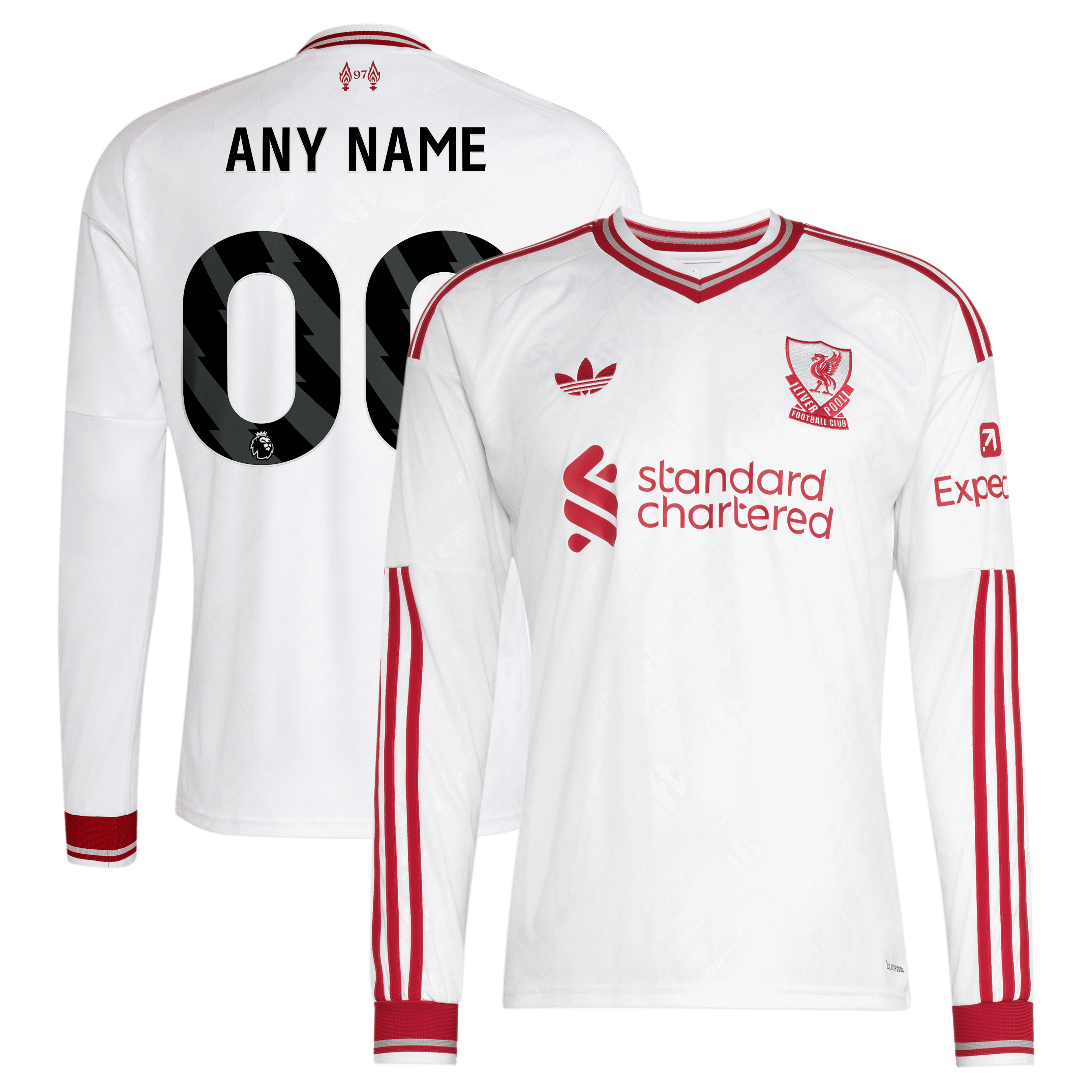 Men's adidas White Liverpool 2026/27 Away Replica Custom Long Sleeve Jersey
