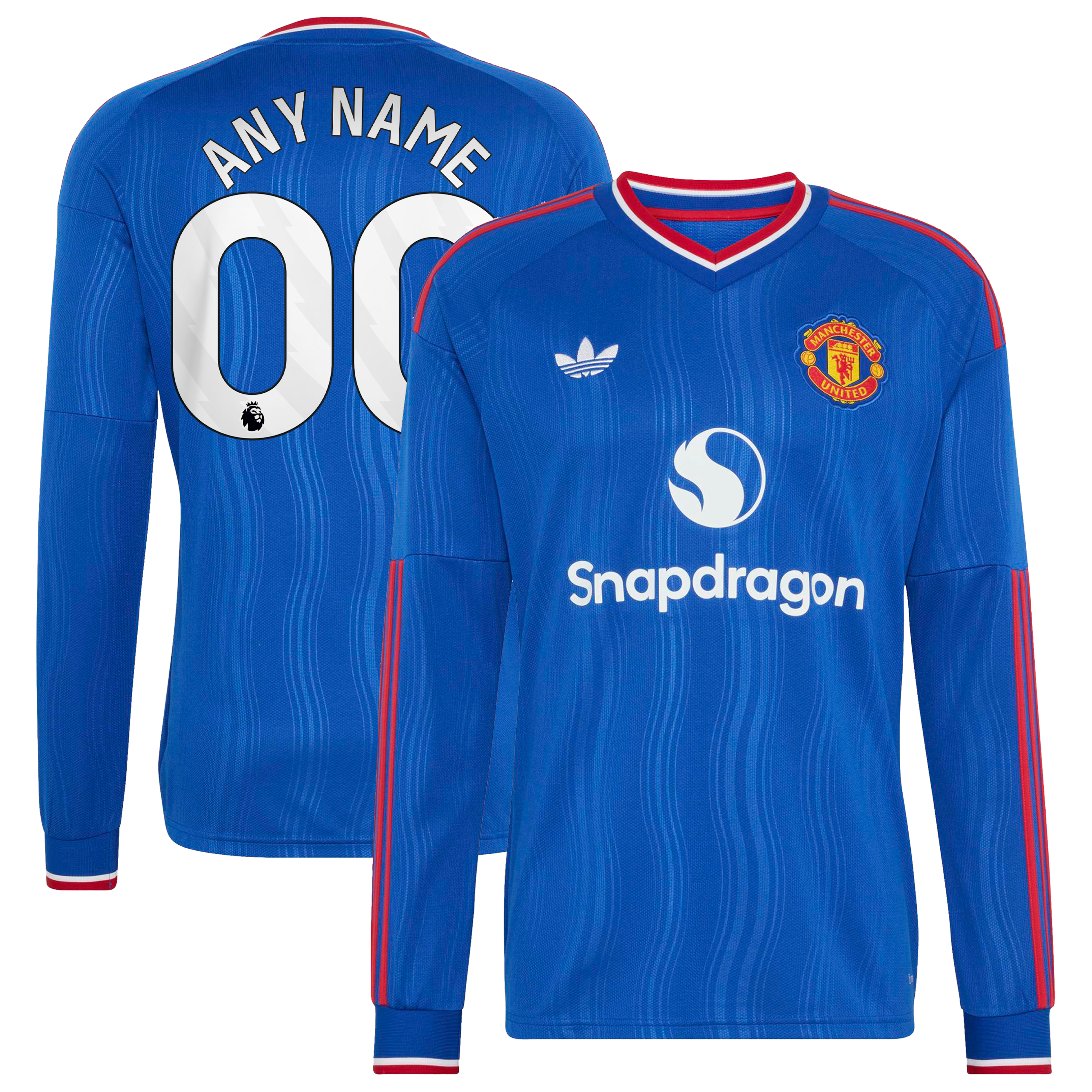 Men's adidas Royal Manchester United 2026/27 Away Replica Custom Long Sleeve Jersey