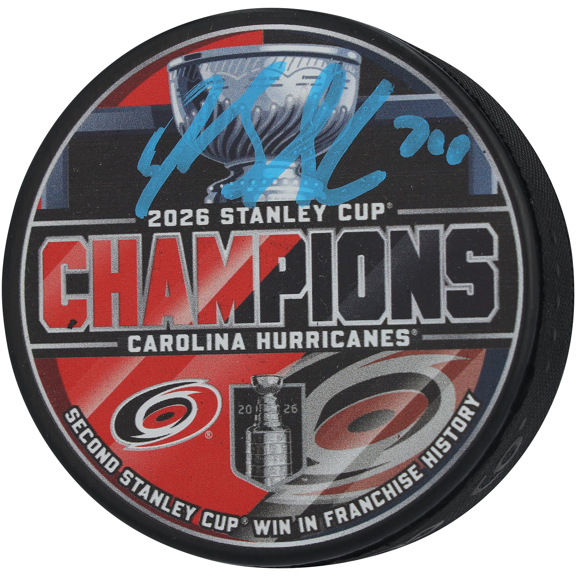 Jaccob Slavin Carolina Hurricanes Autographed 2026 Stanley Cup Champions Hockey Puck