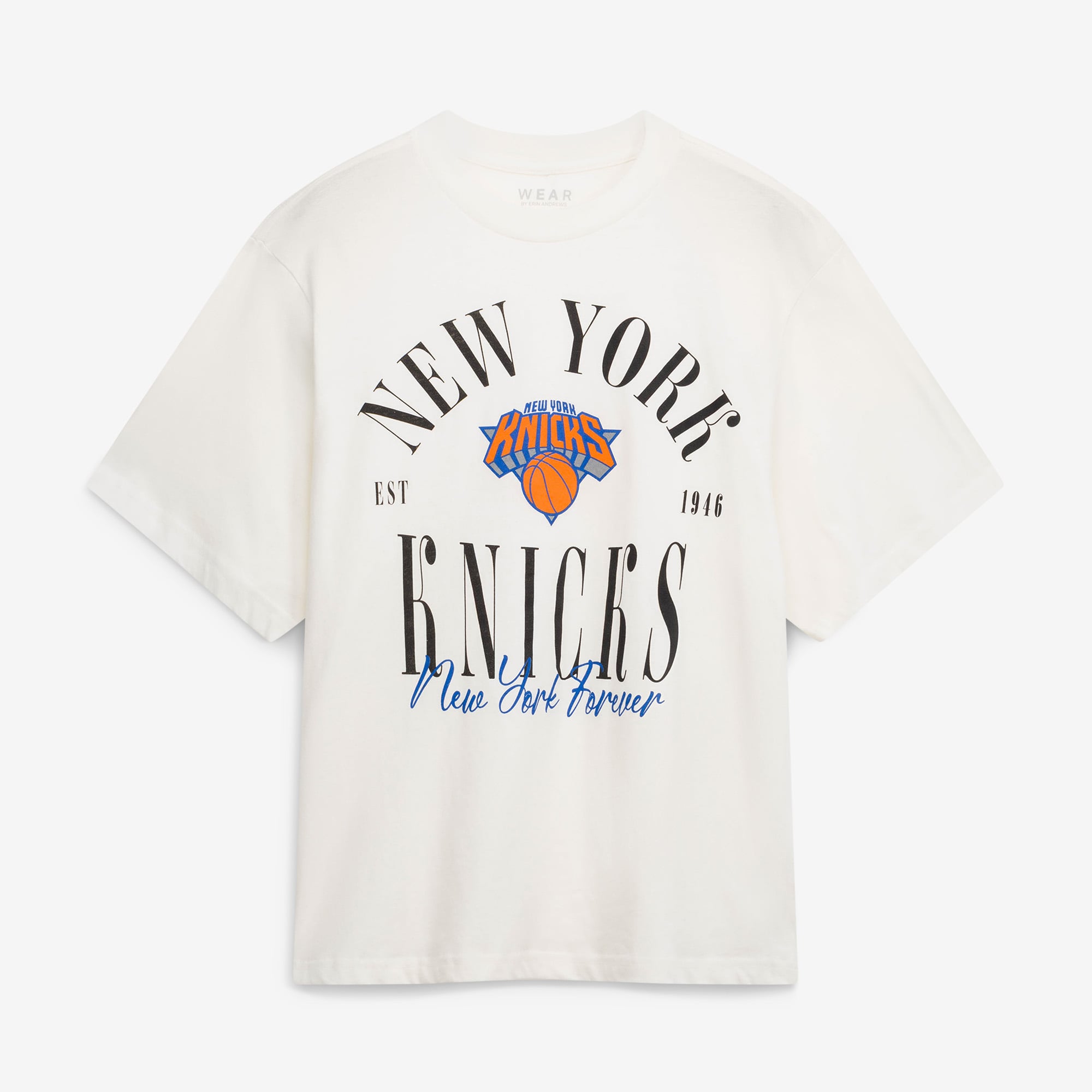 Women's WEAR by Erin Andrews White New York Knicks Peached Vintage T-Shirt
