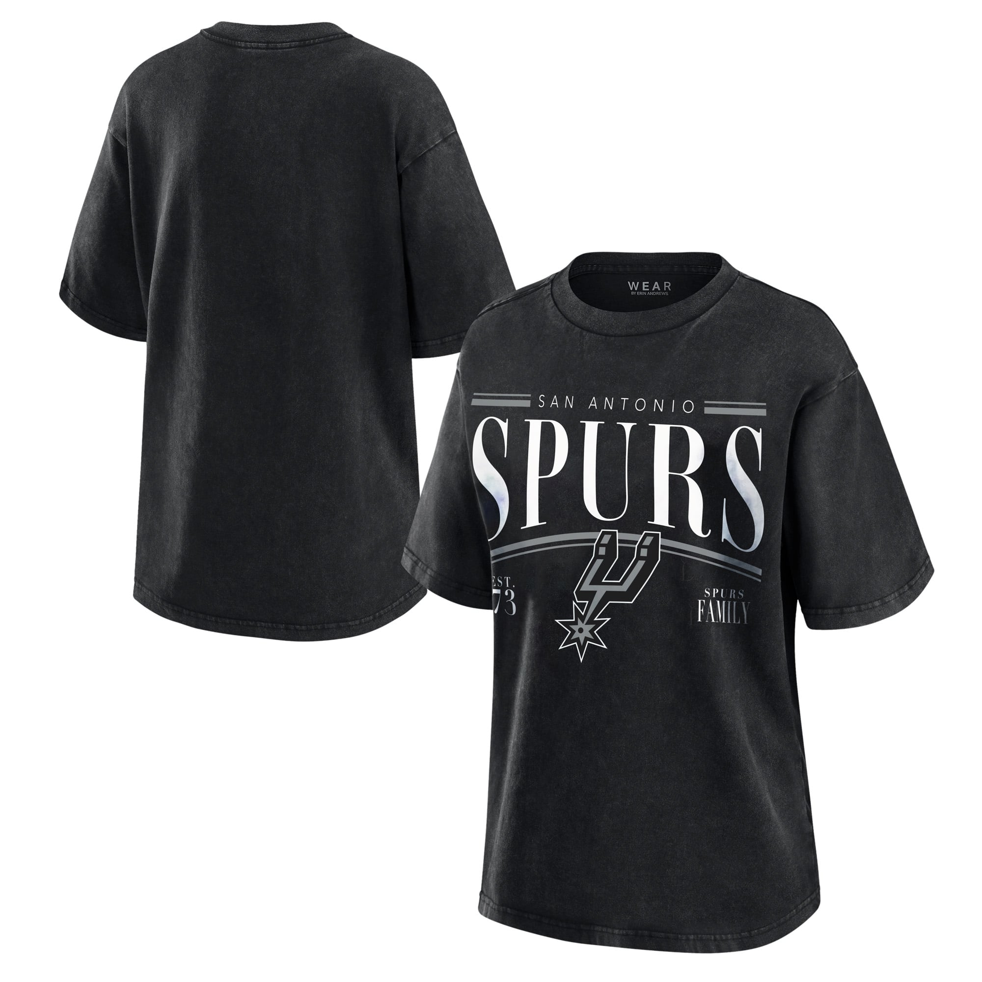 Women's WEAR by Erin Andrews  Black San Antonio Spurs Washed Vintage T-Shirt