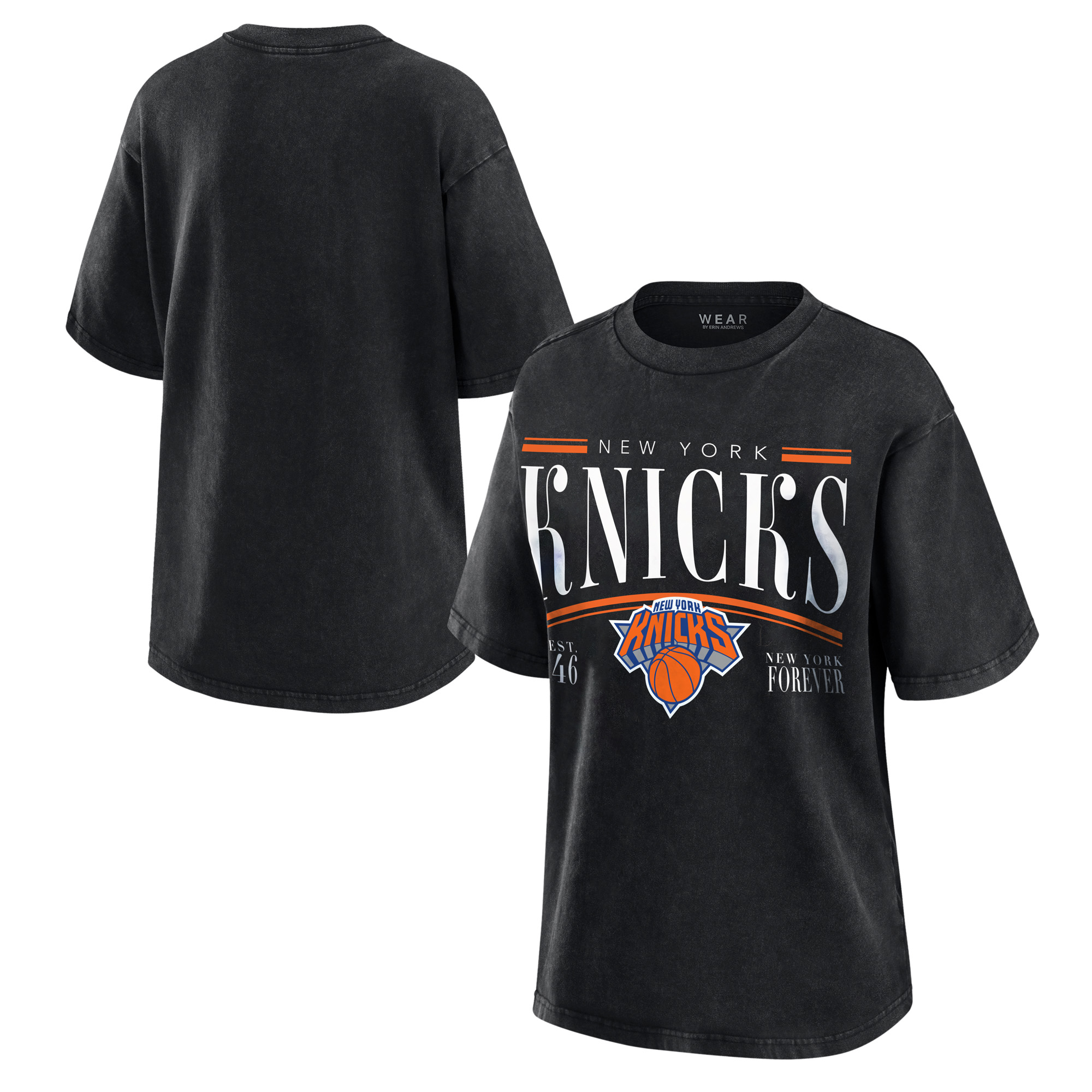 Women's WEAR by Erin Andrews  Black New York Knicks Washed Vintage T-Shirt