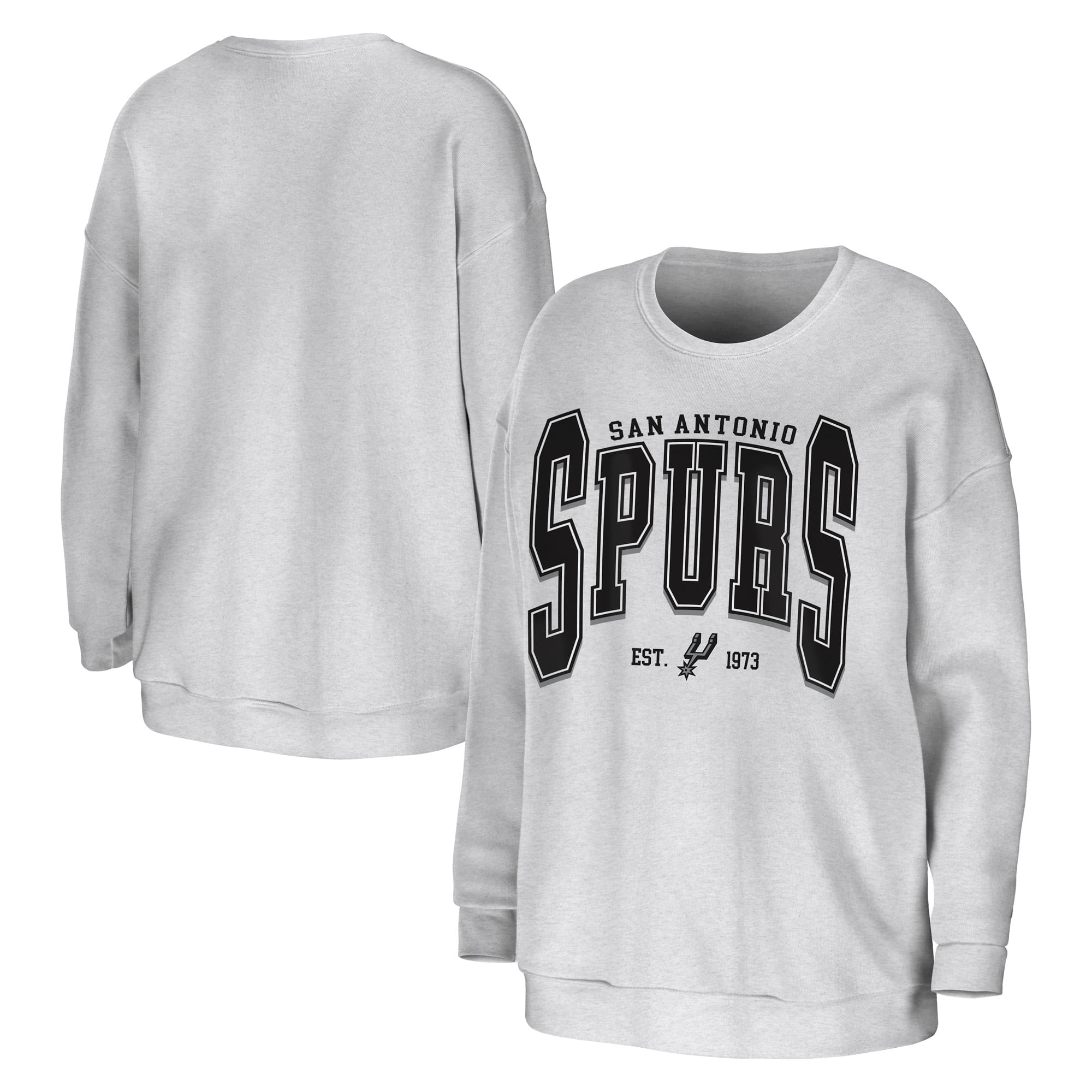 Women's WEAR by Erin Andrews  Gray San Antonio Spurs Oversized Crew Sweatshirt
