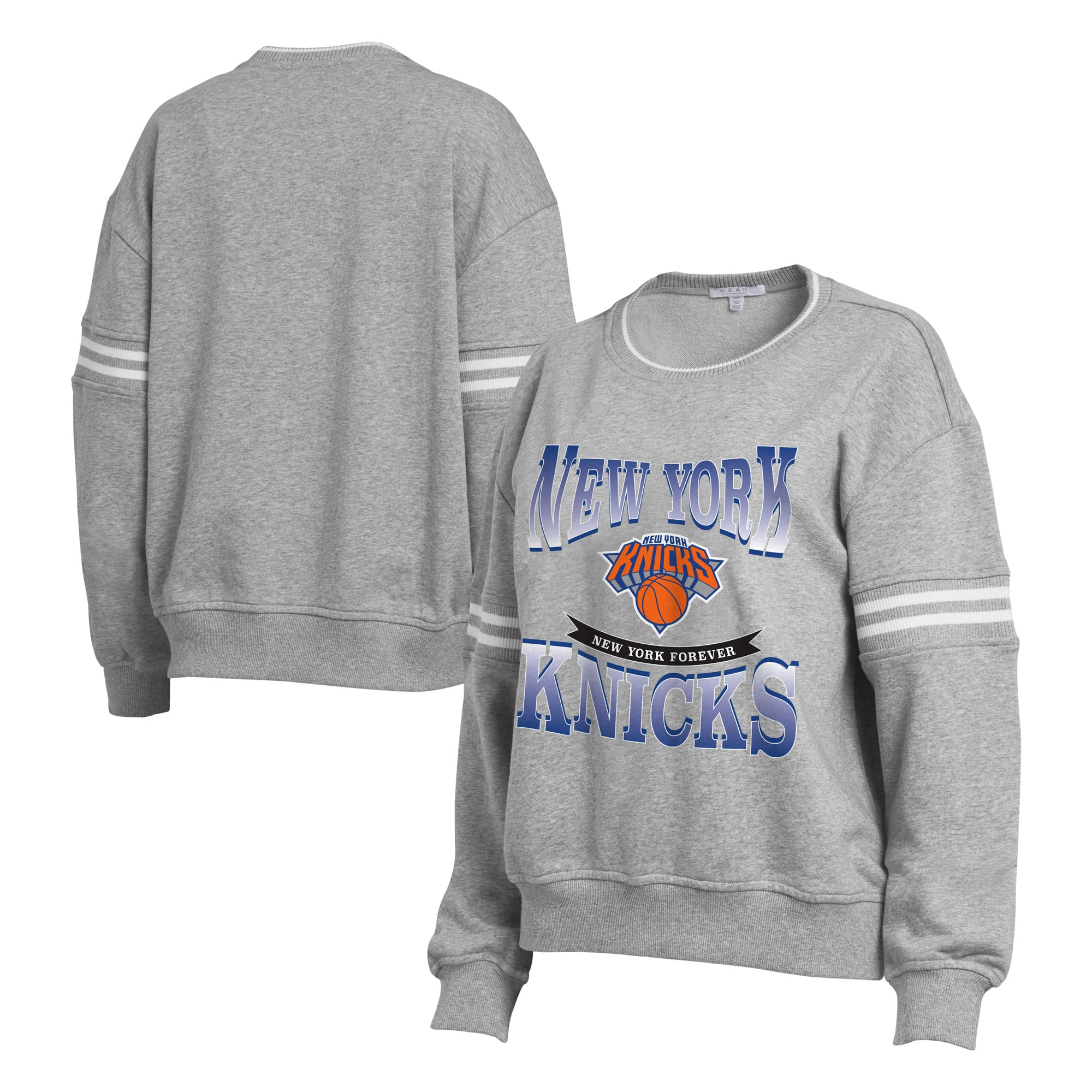 Women's WEAR by Erin Andrews  Gray New York Knicks Crest Crew Sweatshirt