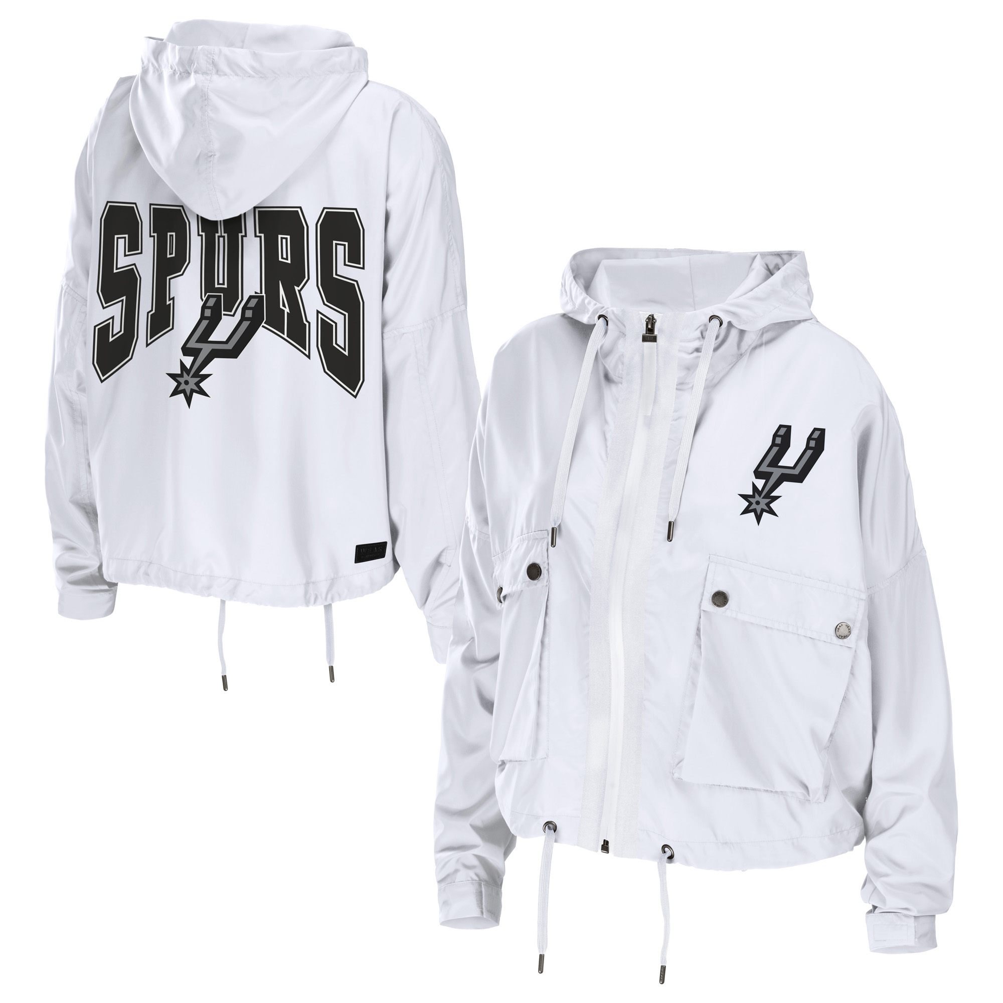 Women's WEAR by Erin Andrews  White San Antonio Spurs Full-Zip Windbreaker