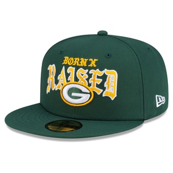 Men's New Era x Born x Raised Green Green Bay Packers 59FIFTY Fitted Hat