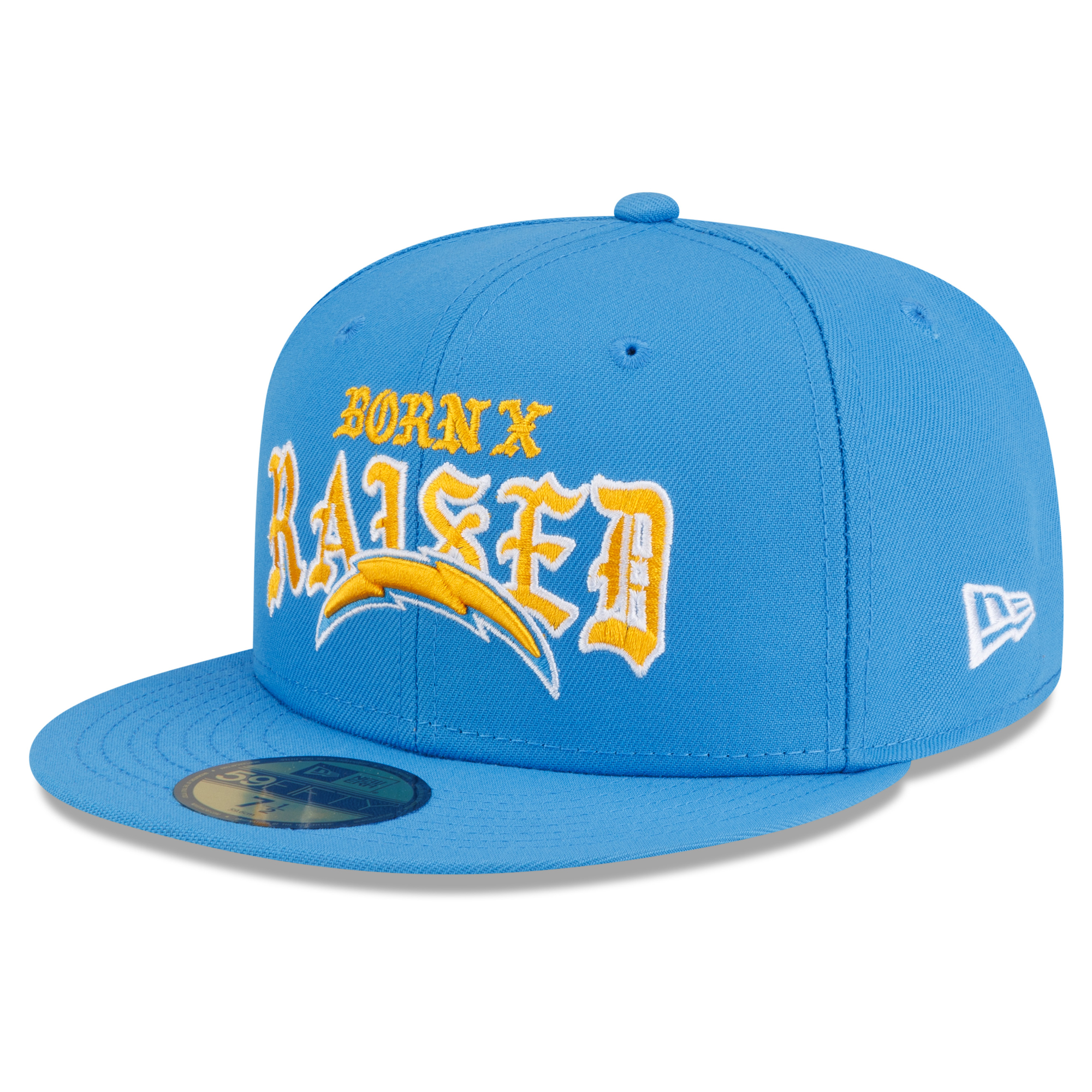 New Era Men's x Born x Raised Powder Blue Los Angeles Chargers 59FIFTY Fitted Hat - Powder Blue