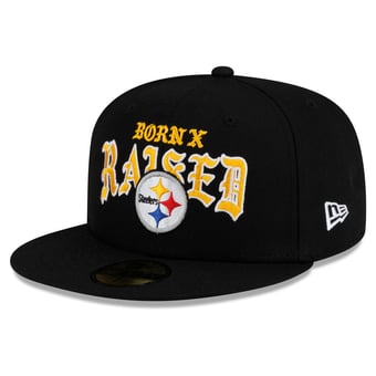 Men's New Era x Born x Raised Black Pittsburgh Steelers 59FIFTY Fitted Hat
