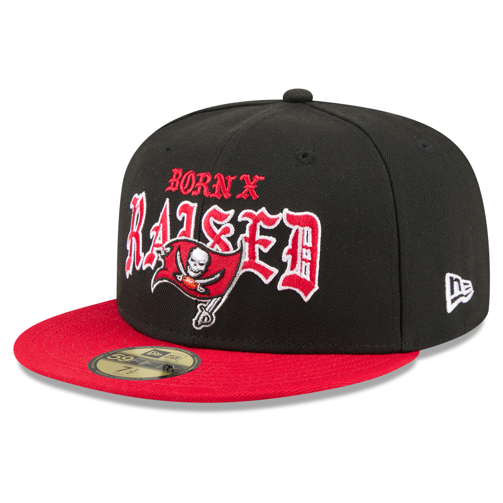 Men's New Era x Born x Raised Black/Red Tampa Bay Buccaneers 59FIFTY Fitted Hat