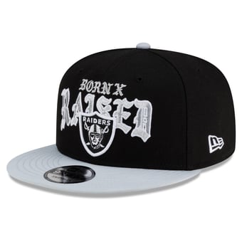 Men's New Era x Born x Raised Black/Silver Las Vegas Raiders 9FIFTY Snapback Hat