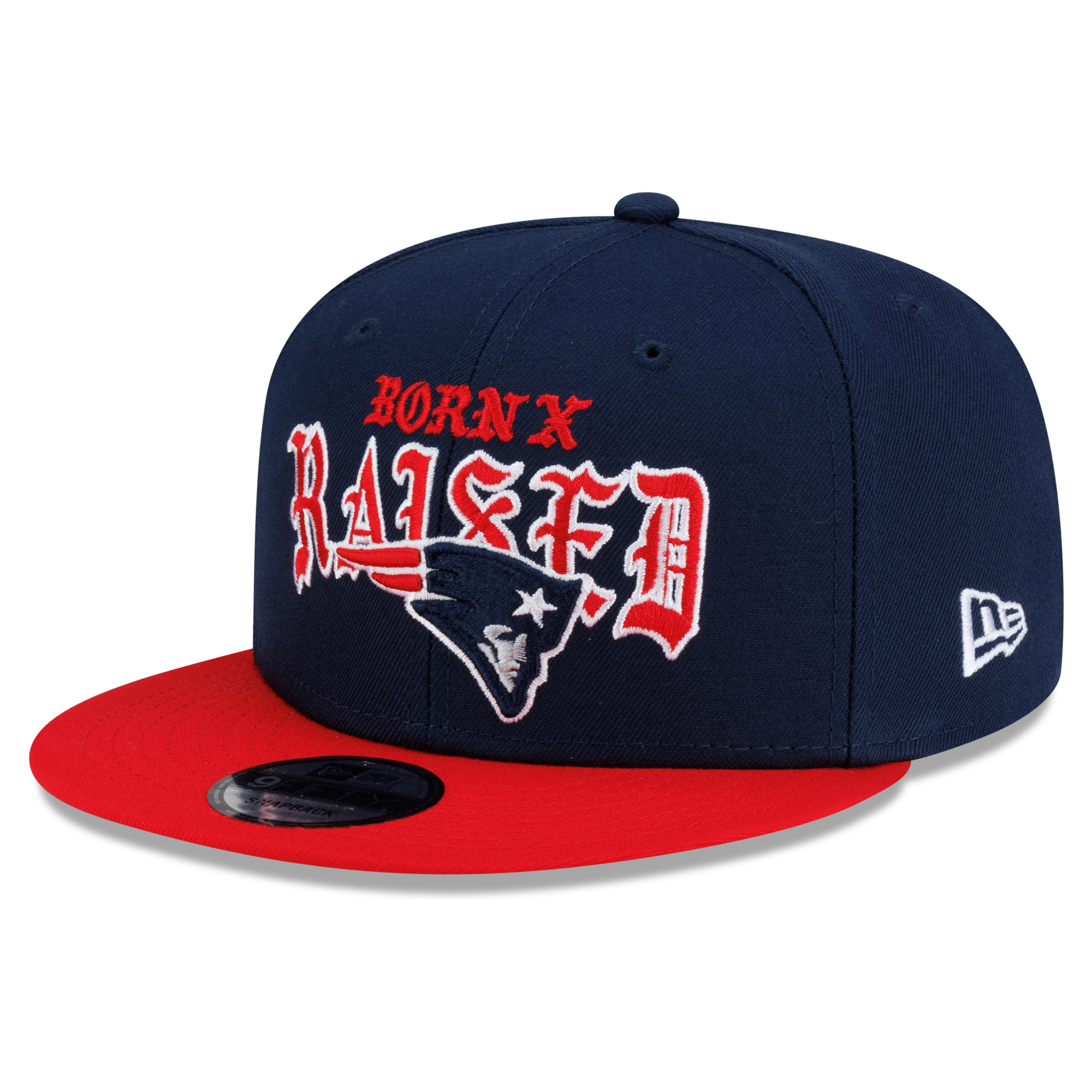 Men's New Era x Born x Raised Navy/Red New England Patriots 9FIFTY Snapback Hat