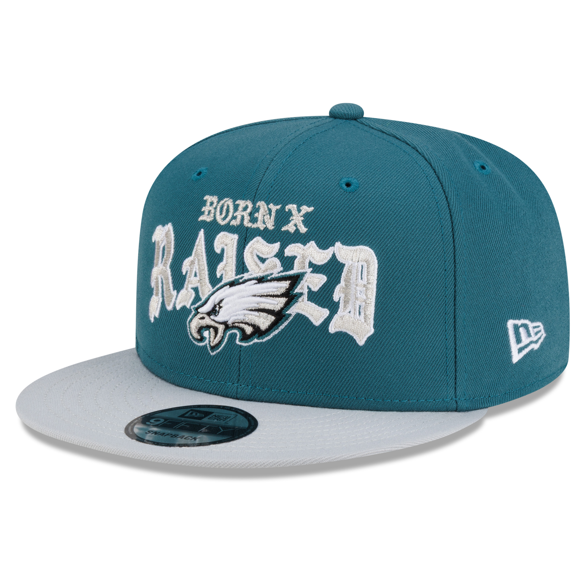 Men's New Era x Born x Raised Midnight Green/Silver Philadelphia Eagles 9FIFTY Snapback Hat