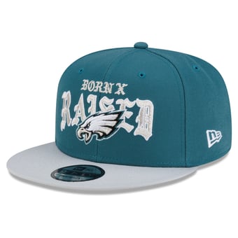 Men's New Era x Born x Raised Midnight Green/Silver Philadelphia Eagles 9FIFTY Snapback Hat