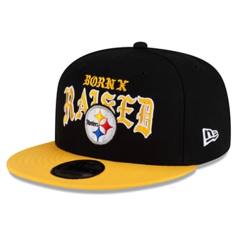 Men's New Era x Born x Raised Black/Gold Pittsburgh Steelers 9FIFTY Snapback Hat