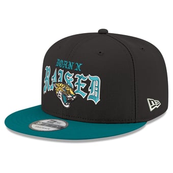 Men's New Era x Born x Raised Black/Teal Jacksonville Jaguars 9FIFTY Snapback Hat