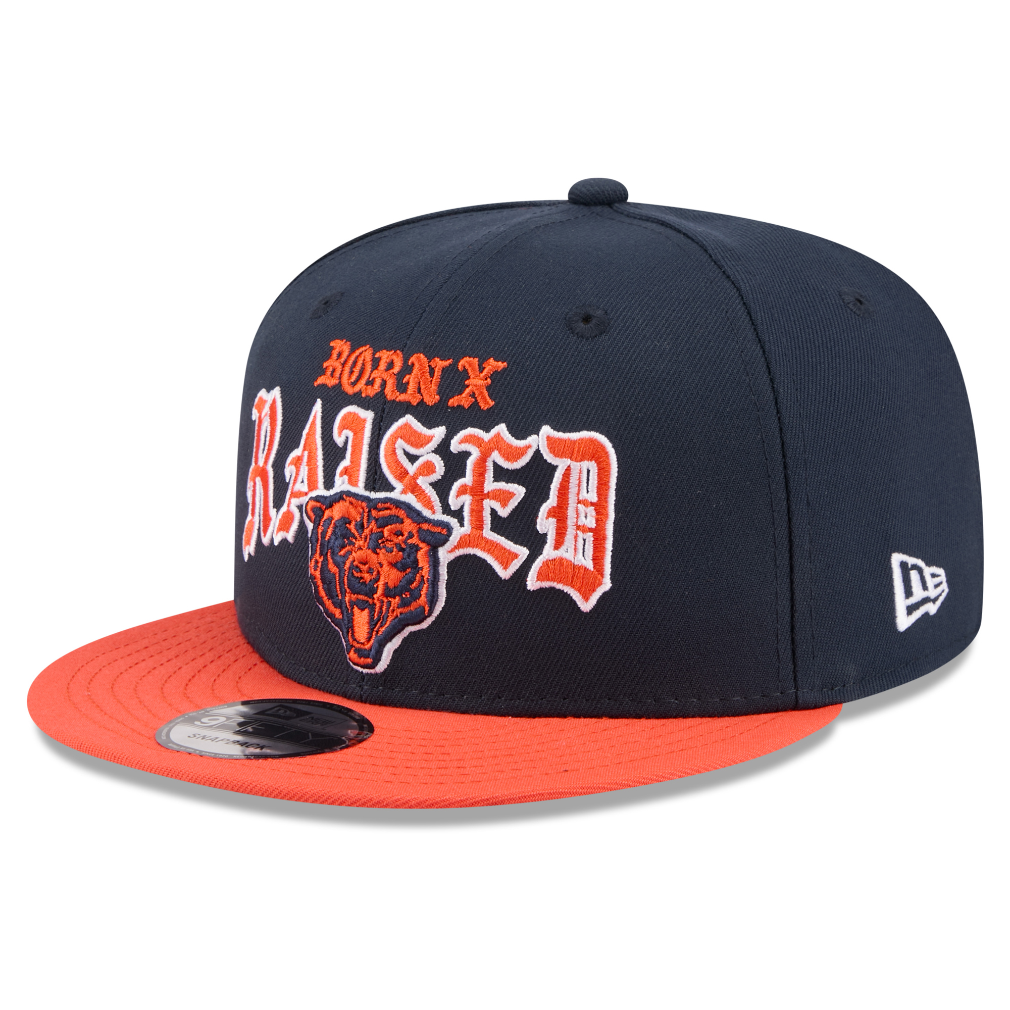 Men's New Era x Born x Raised Navy/Orange Chicago Bears 9FIFTY Snapback Hat