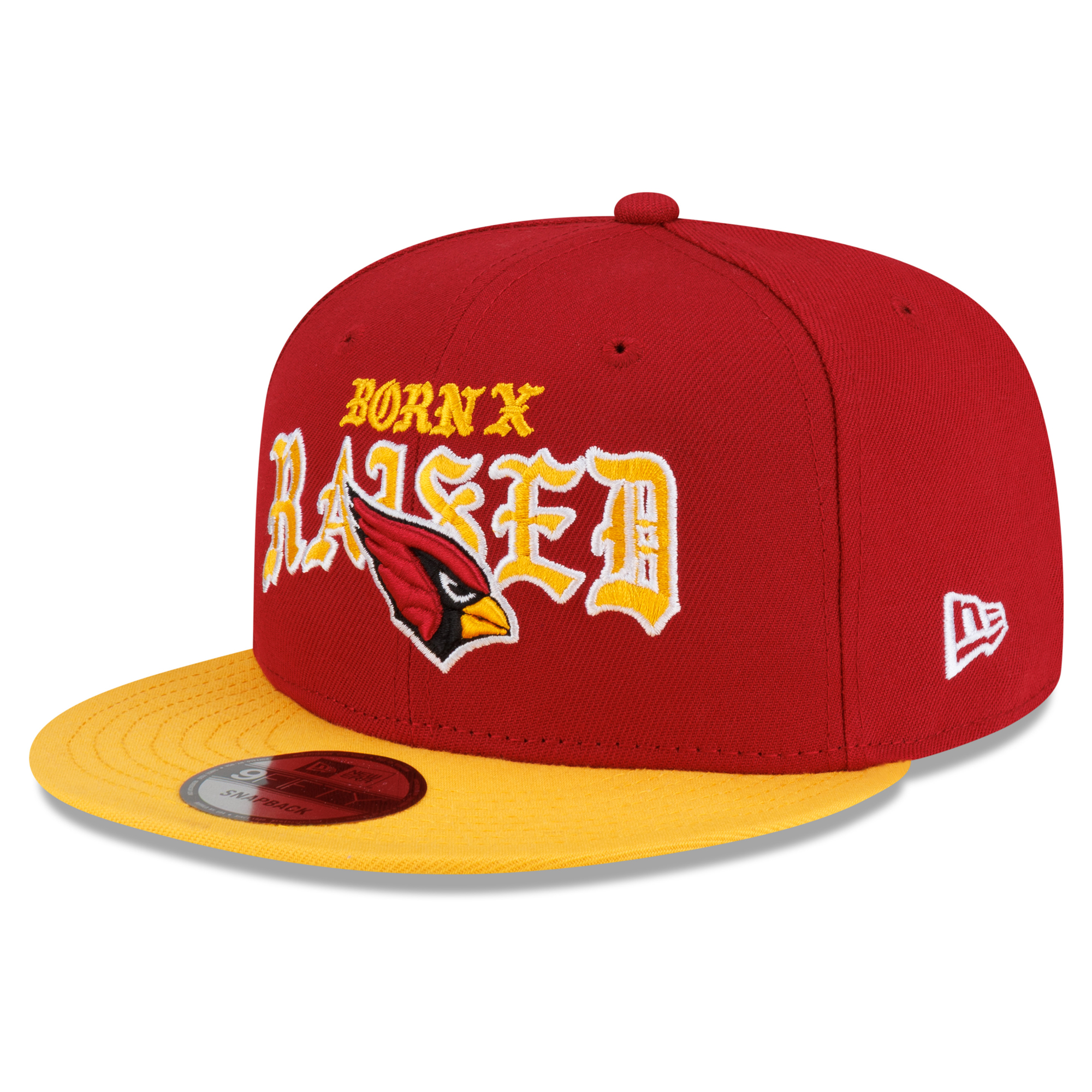 Men's New Era x Born x Raised Cardinal/Yellow Arizona Cardinals 9FIFTY Snapback Hat