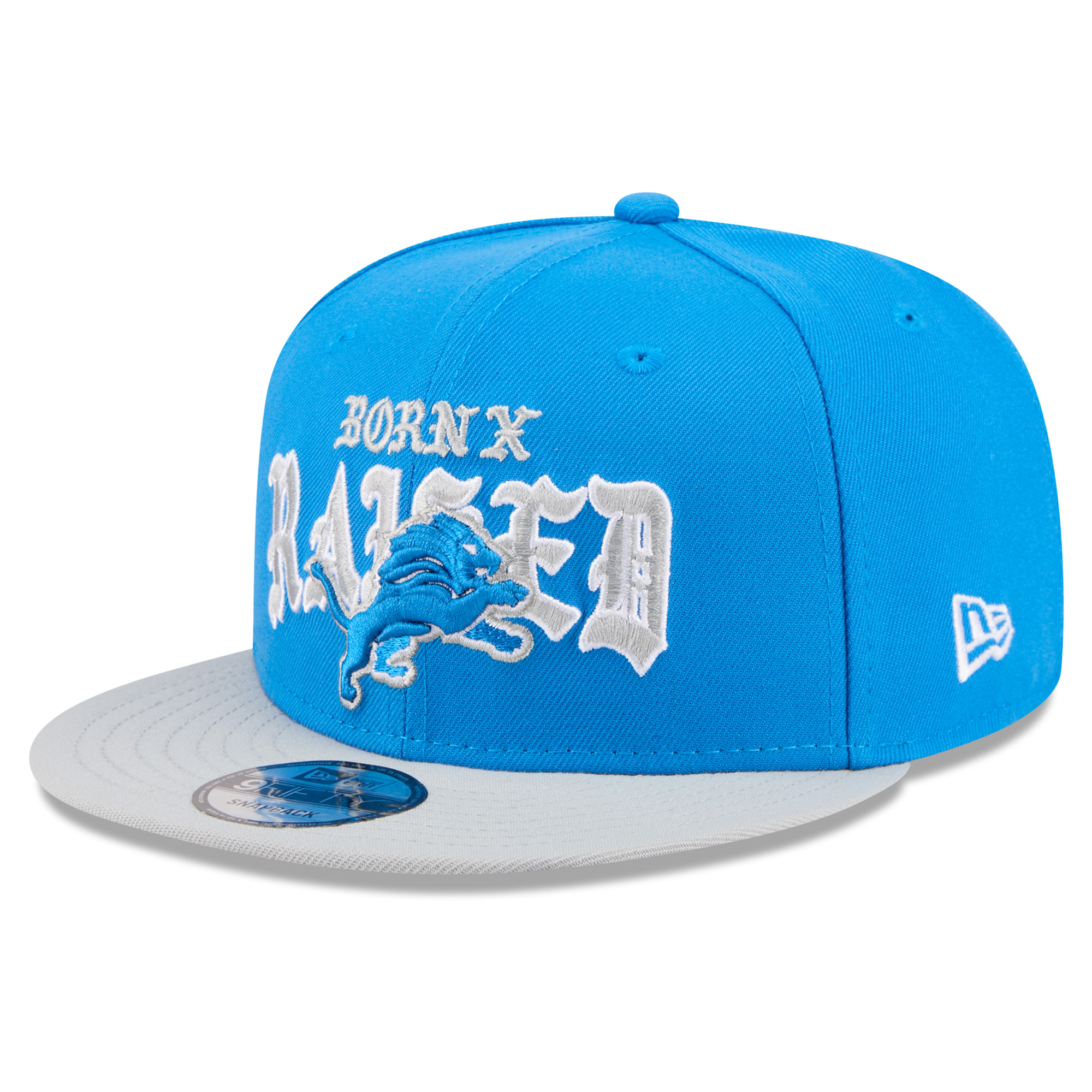 Men's New Era x Born x Raised Blue/Silver Detroit Lions 9FIFTY Snapback Hat