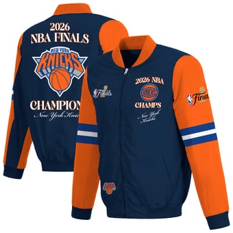 Men's JH Design Navy New York Knicks 2026 NBA Finals Champions Nylon Full-Zip Jacket