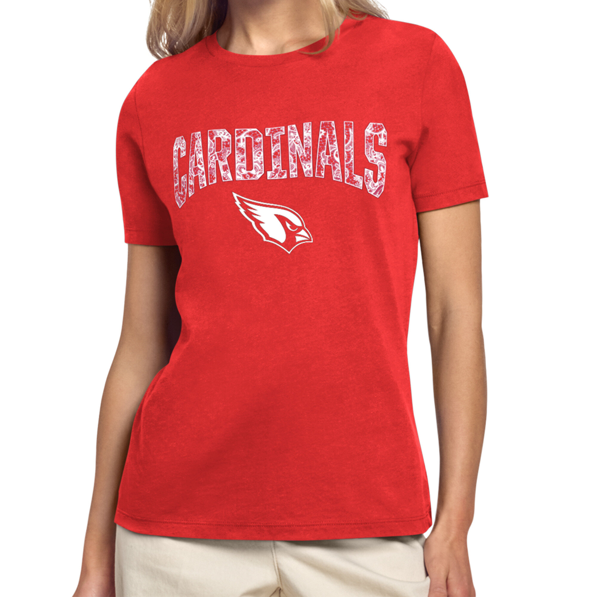 Women's Starter Red Arizona Cardinals Lace Lockup T-Shirt