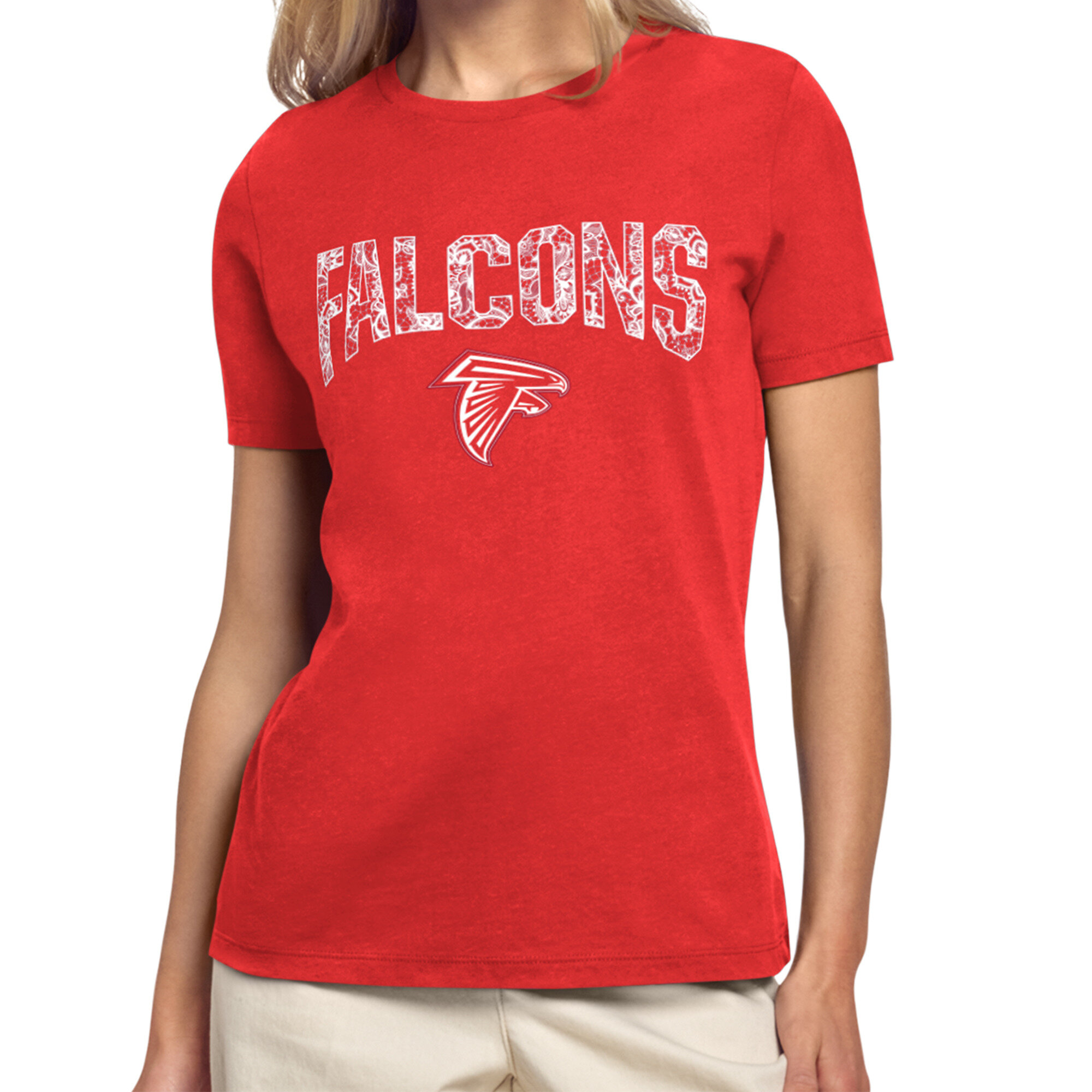 Women's Starter Red Atlanta Falcons Lace Lockup T-Shirt