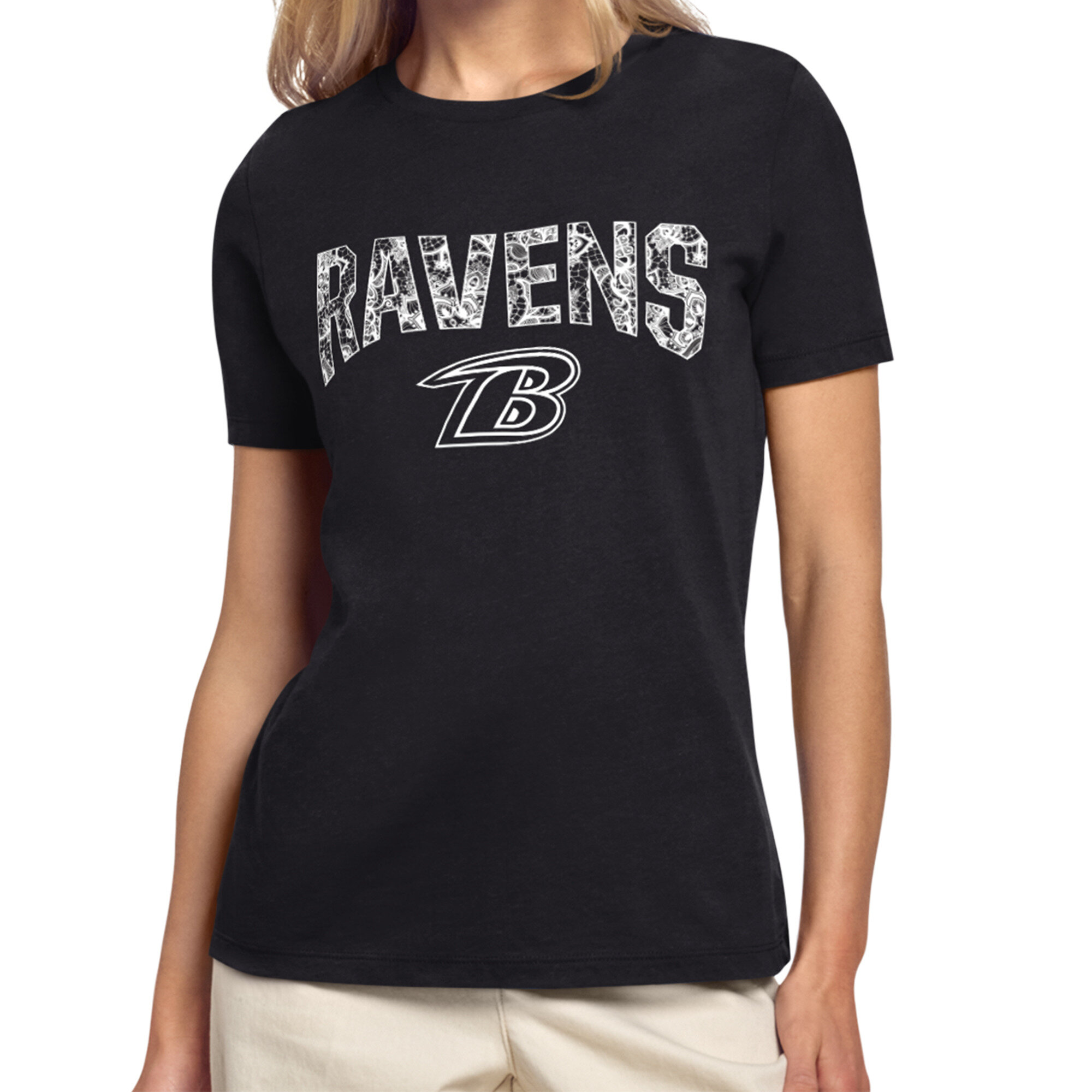 Women's Starter Black Baltimore Ravens Lace Lockup T-Shirt