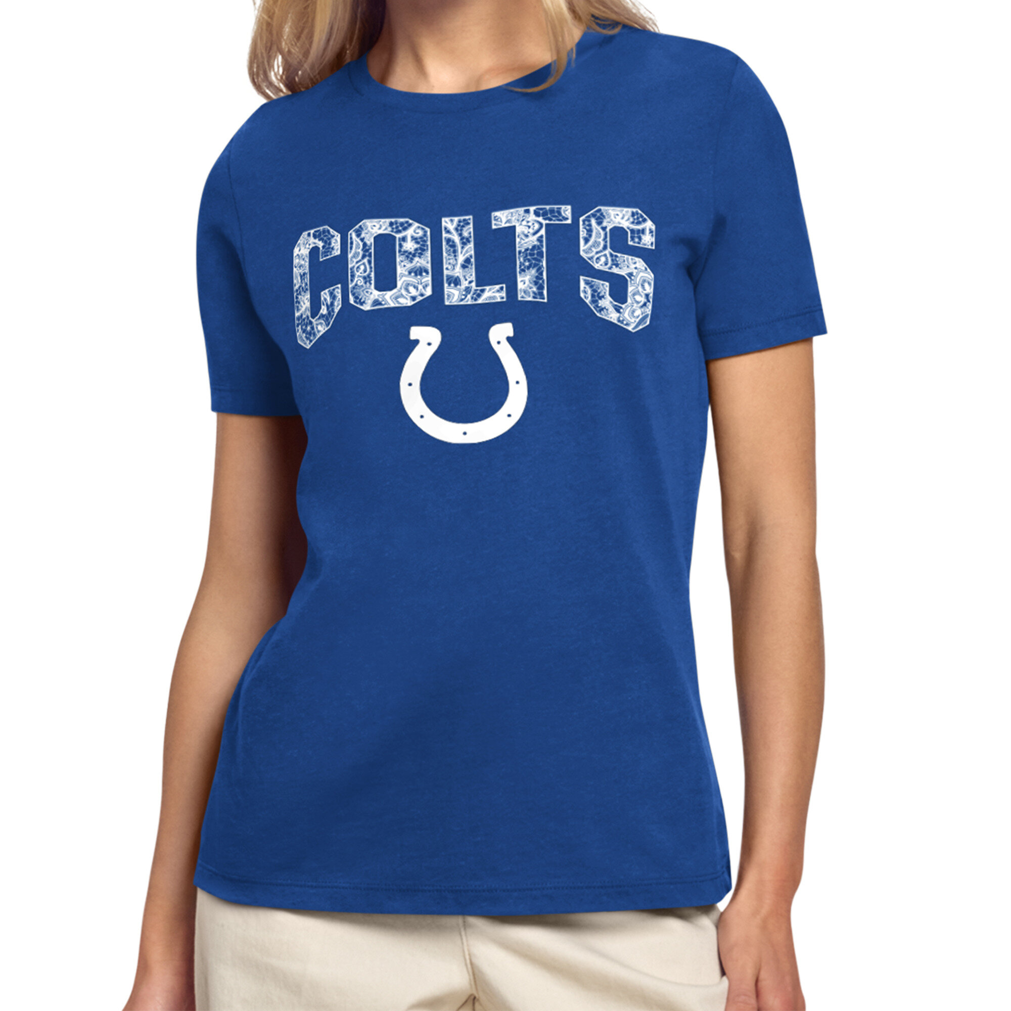 Women's Starter Royal Indianapolis Colts Lace Lockup T-Shirt