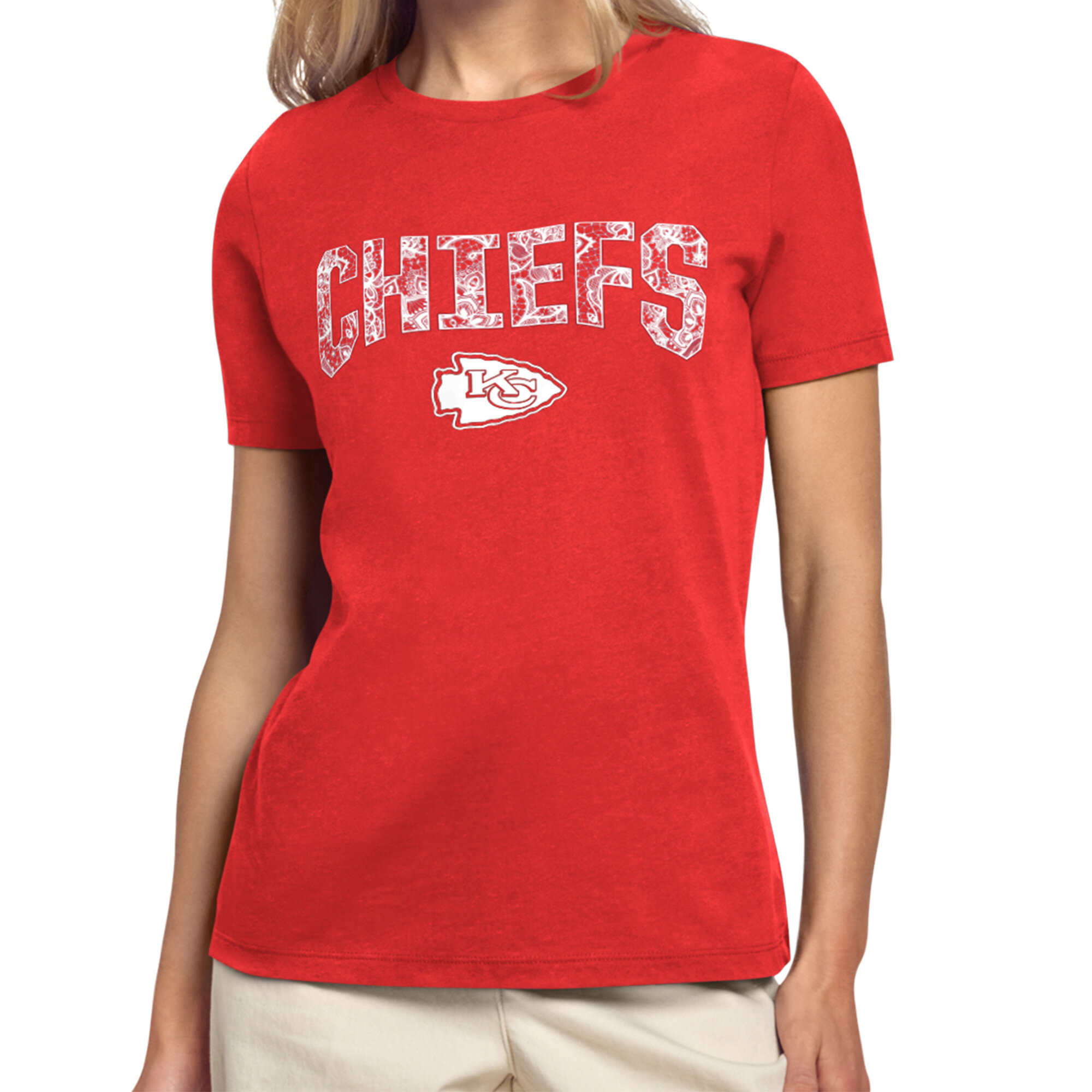 Women's Starter Red Kansas City Chiefs Lace Lockup T-Shirt