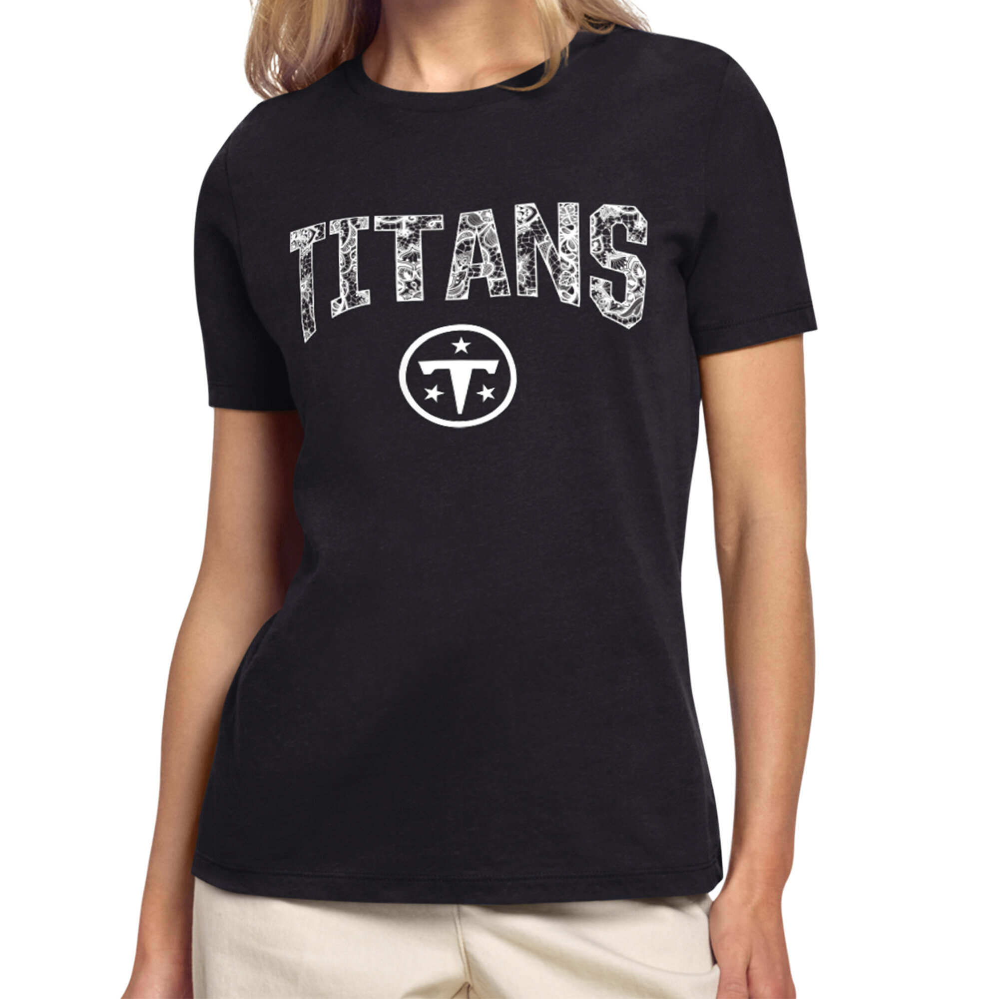 Women's Starter Black Tennessee Titans Lace Lockup T-Shirt