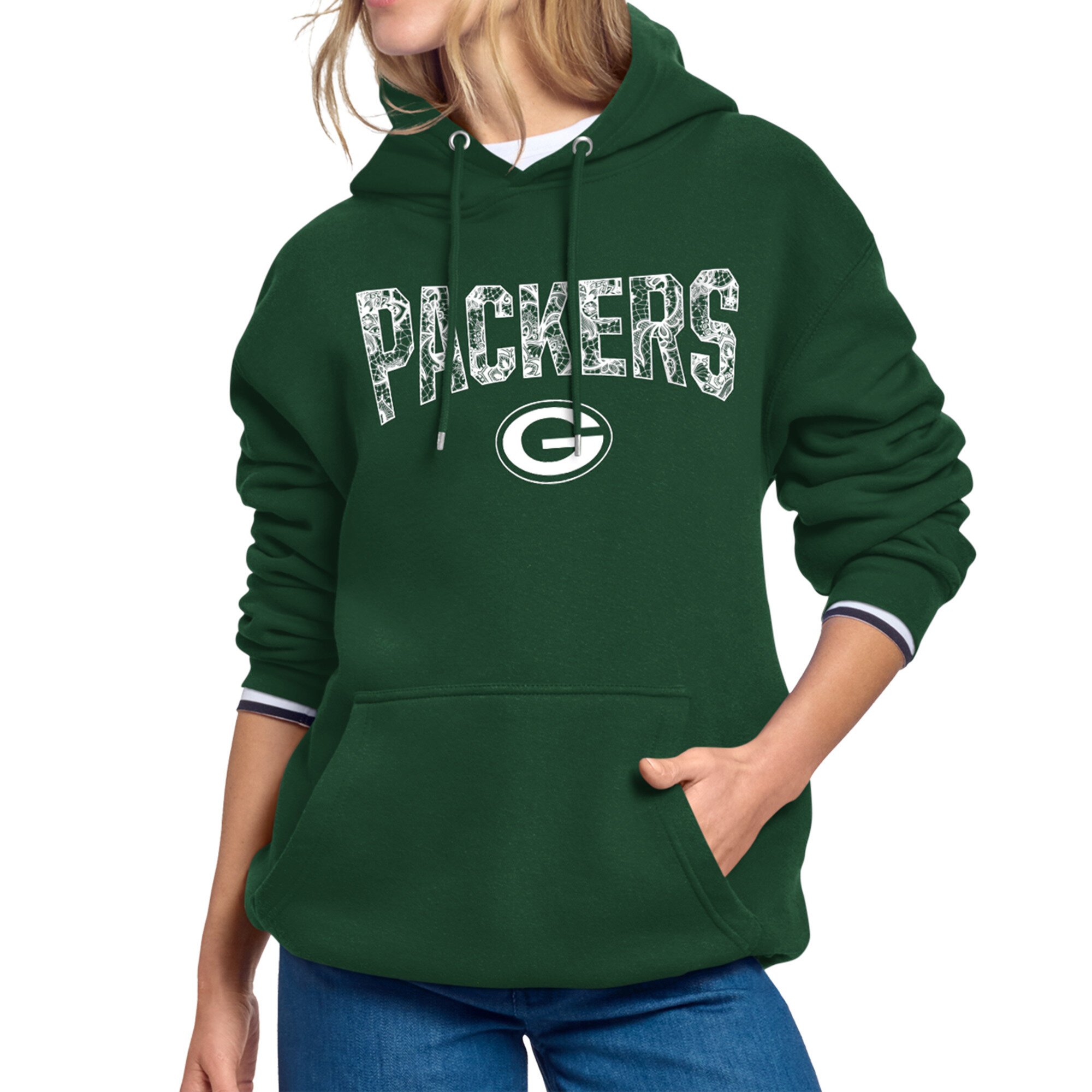 Women’s Starter Green Green Bay Packers Lace Team Lockup Fleece Hoodie Women’s Starter Green Green Bay Packers Lace Team Lockup Fleece Hoodie